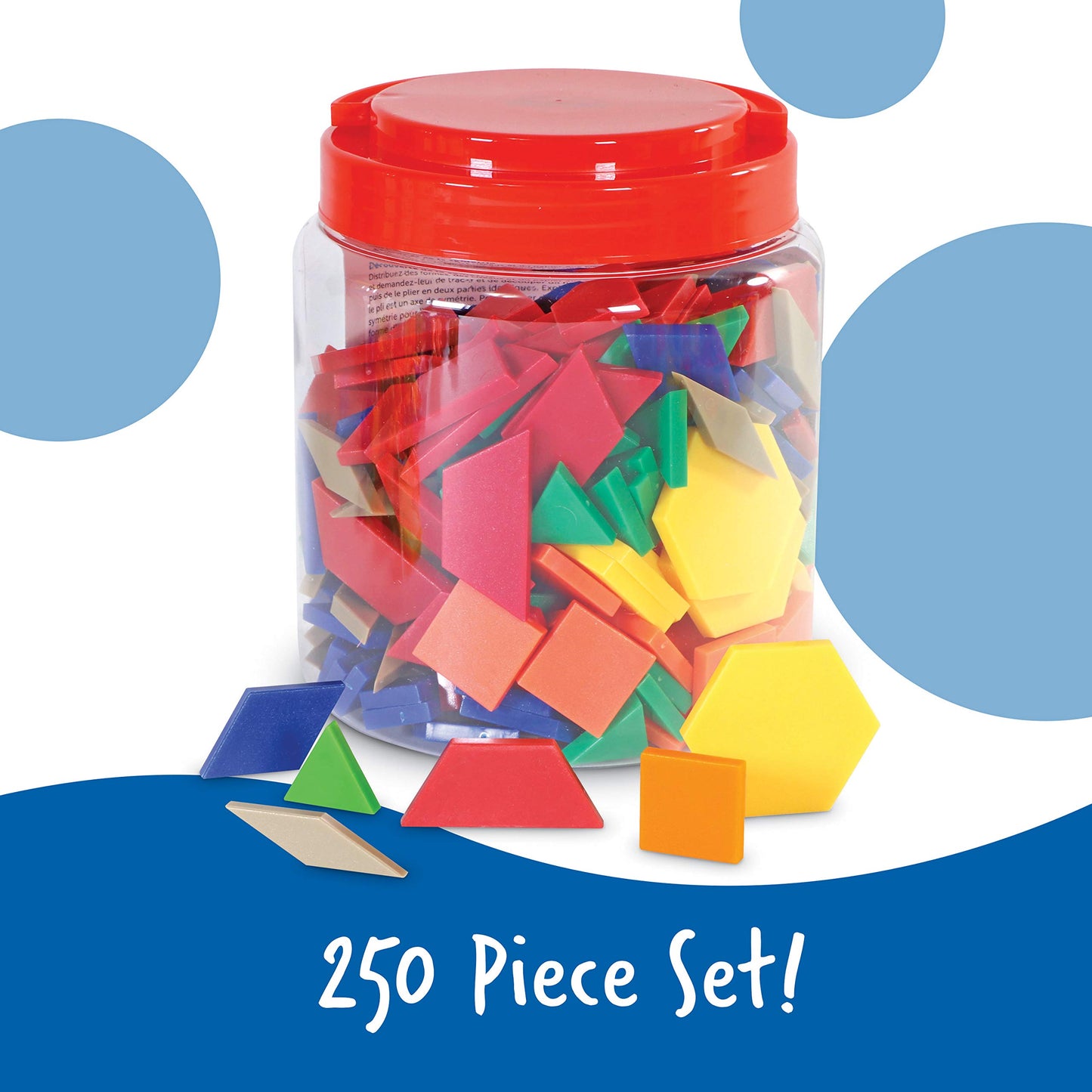 Learning Resources Plastic Pattern Blocks 250 Set - Classroom Must Haves, Math Teaching Tools, Homeschool Supplies, Math Manipulatives