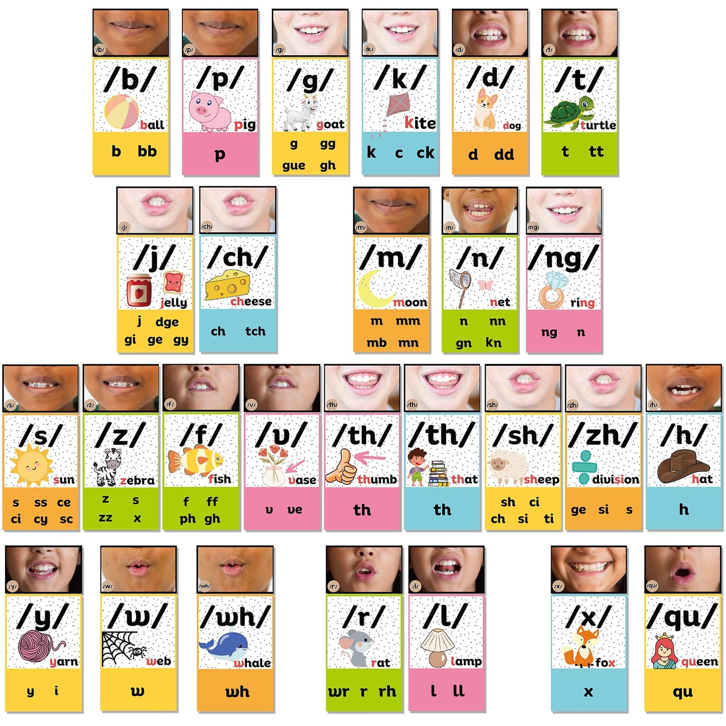 Ireer Bright Consonants Sound Wall for Classroom Neutral Phonics Kit, Science of Reading Posters for Classroom Decor, Kindergarten Speech Materials, Phonemic Awareness, Esl Teaching Material