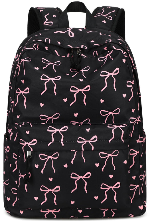 LOIDOU Backpack for Girls School Backpacks Bookbags for Elementary Middle School Women Laptop Backpacks (Bow tie Black, L-17)
