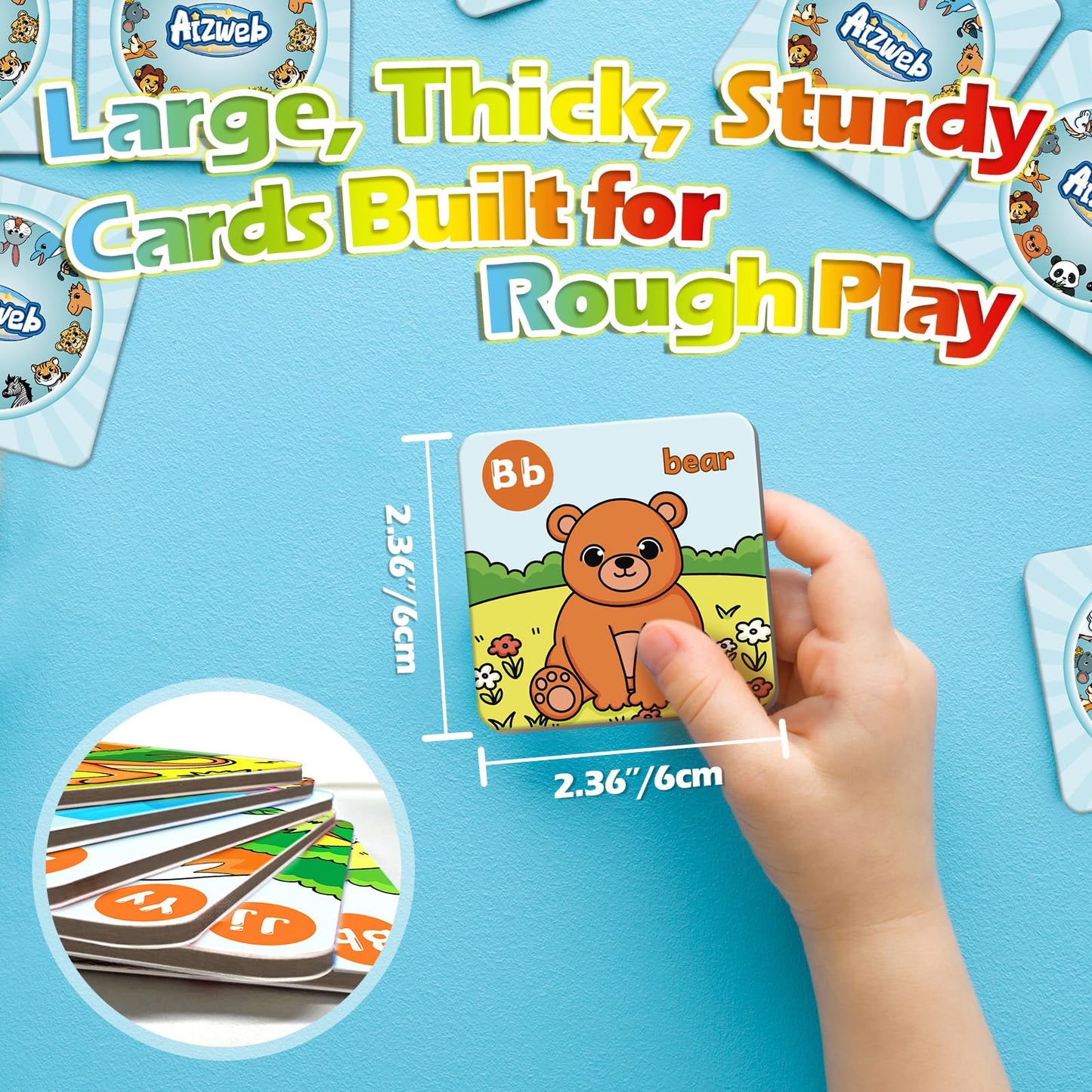 Aizweb Alphabet Match Game,Memory Game,52 Pcs ABC Learning Letter Flash Cards for Toddlers Ages 3 4 5,Educational Toys for Pre K Preschool Kindergarten Learning Activities Classroom Must Haves