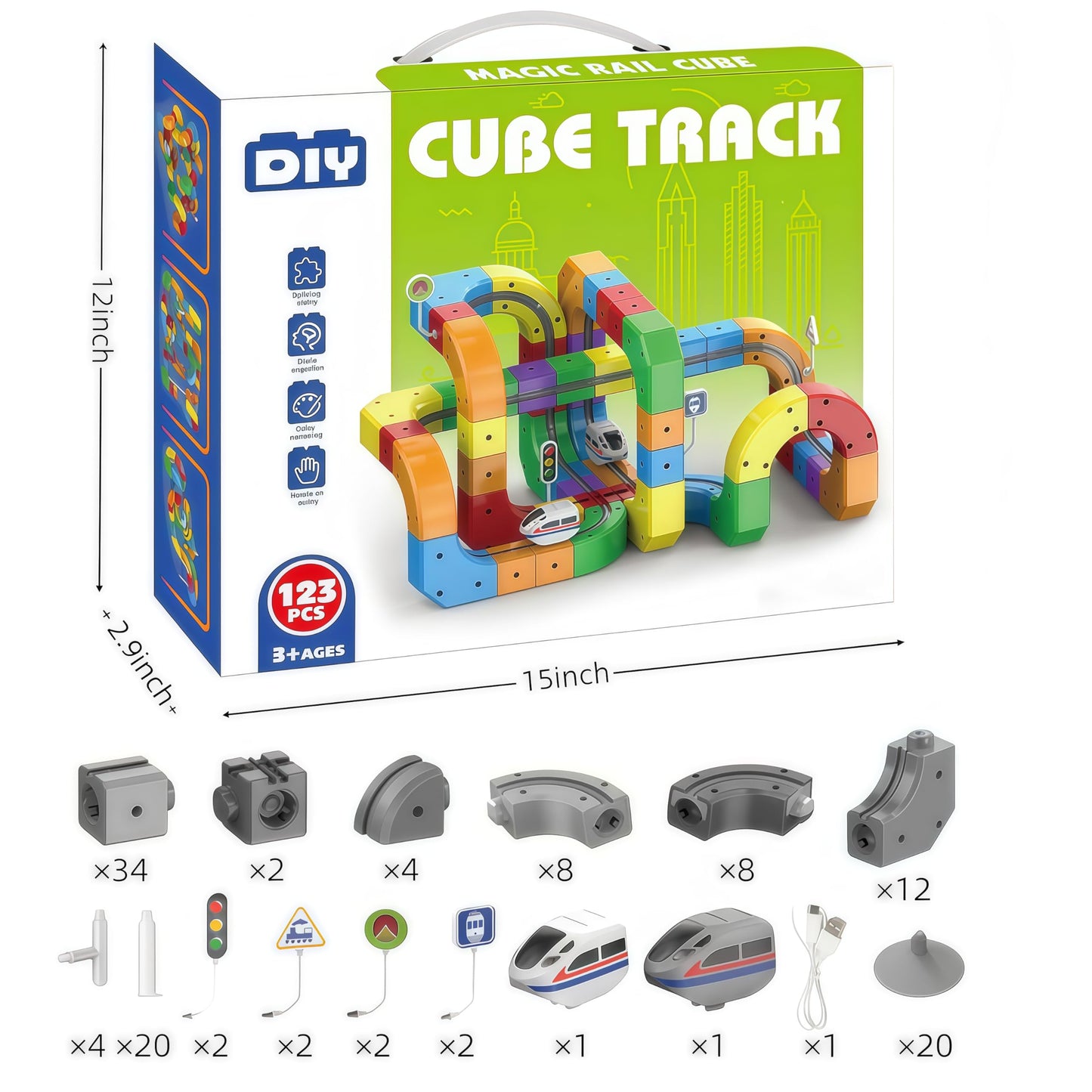 123PCS Infinity Racer MagneticTrain Set, STEM Train Set for Boys & Girls Ages 3-8, Children's