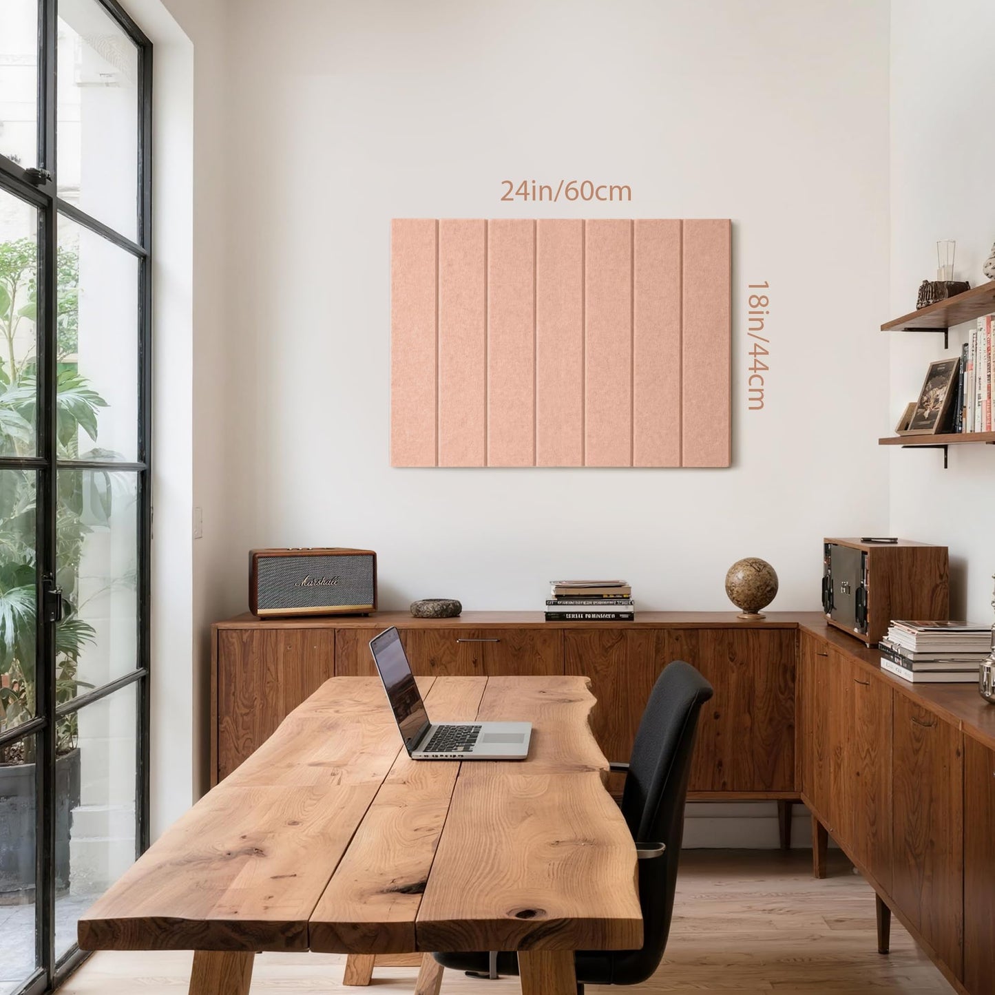 Lightomorrow Bulletin Board, 24 x 18 inches Felt Board Decorative Pin Board, 4' x 3' Cork Board Alternative for Wall, Foldable Photo Board with 20 Pushpins - Mauvey Pink Stripes