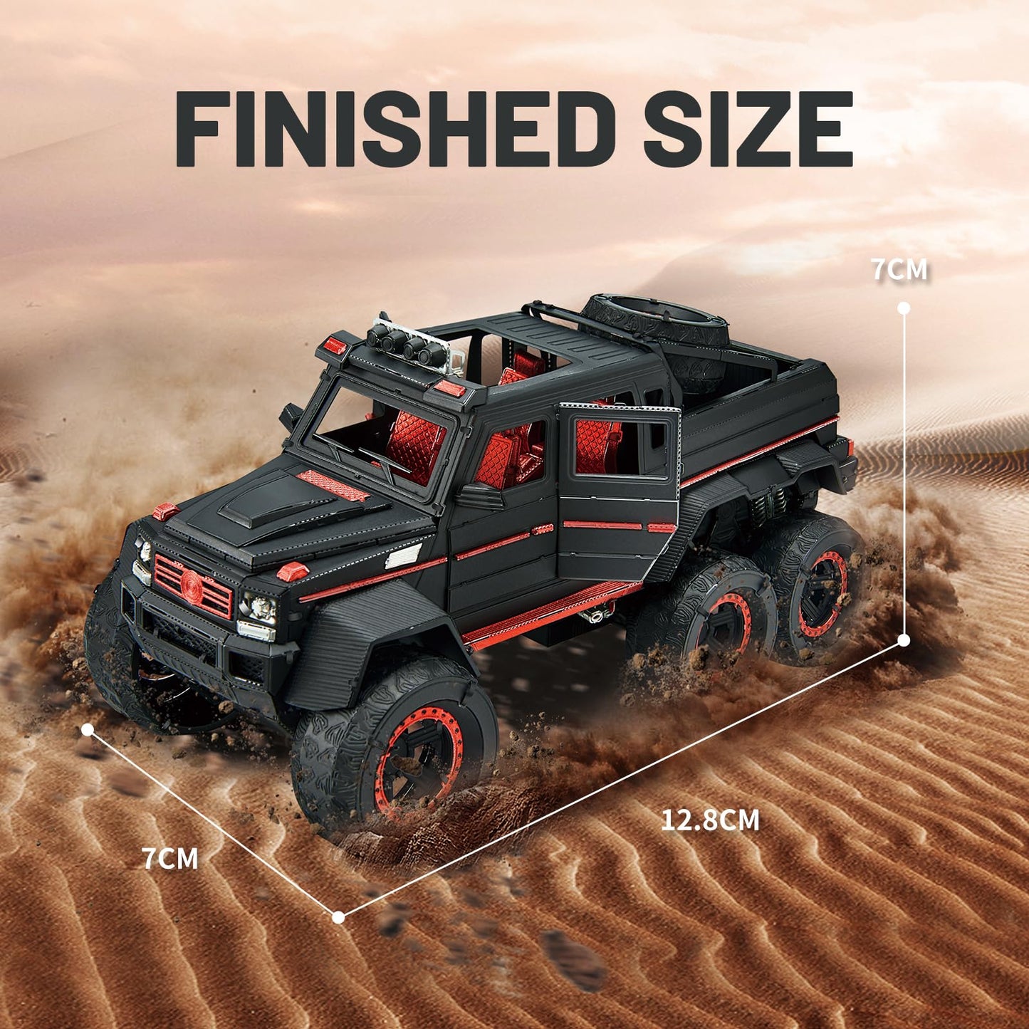 Piececool 3D Metal Puzzles for Adults, Luxury Model Truck 6X6 Off-Road Vehicle SUV Model Kit to Build for Men Hobbies Great Birthday Gifts
