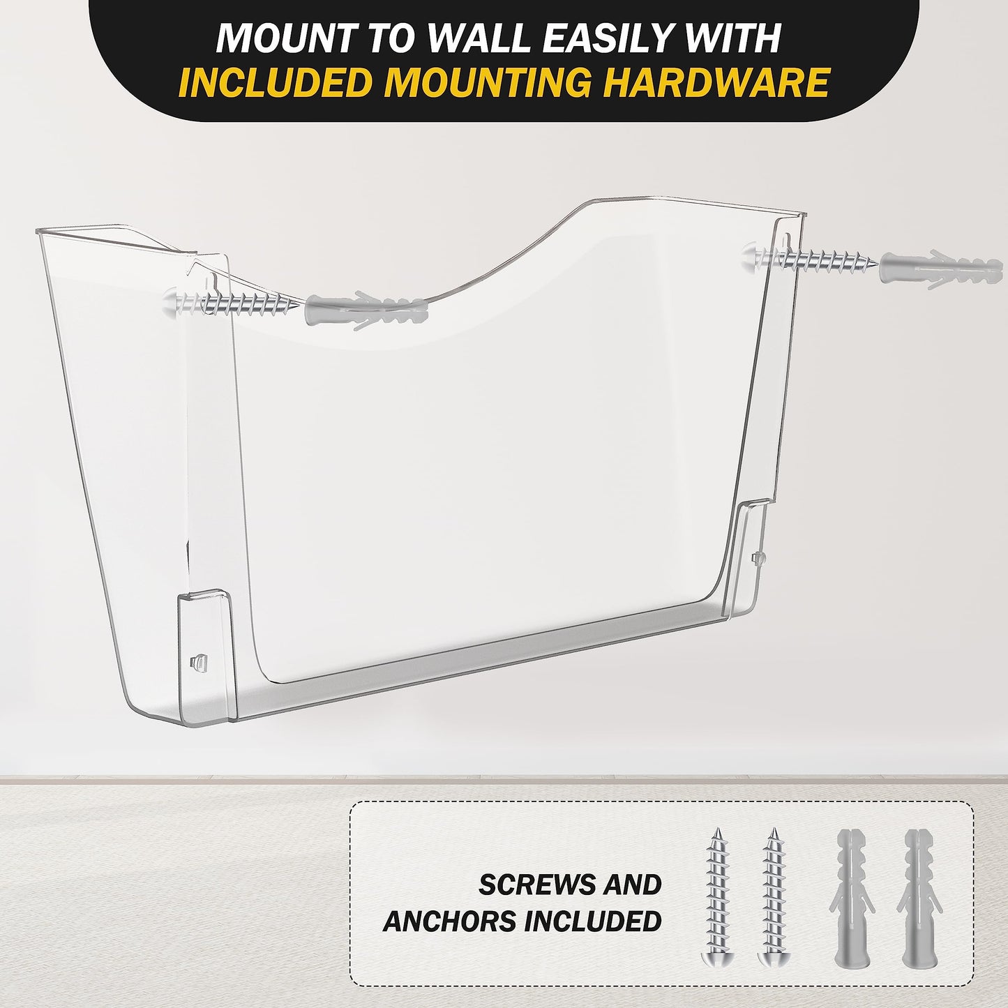 Kuntine.B 3 Pack Clear Single Pocket File Holder Hanging Wall Organizer, Wall Mount Mails Magazines Organizer for Office and Home