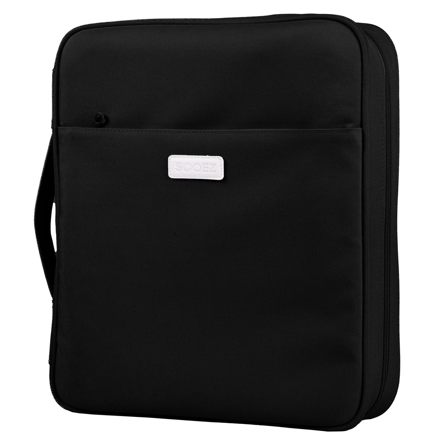 Sooez Zipper Binder Bag, 1.5 Inch Binders 3 Ring O-Ring, 5-Tab Dividers Expanding File Folder, 500-Sheet Capacity Three Ring Binder, Cute Organizer Storage for Student School Classroom Supplies, Black