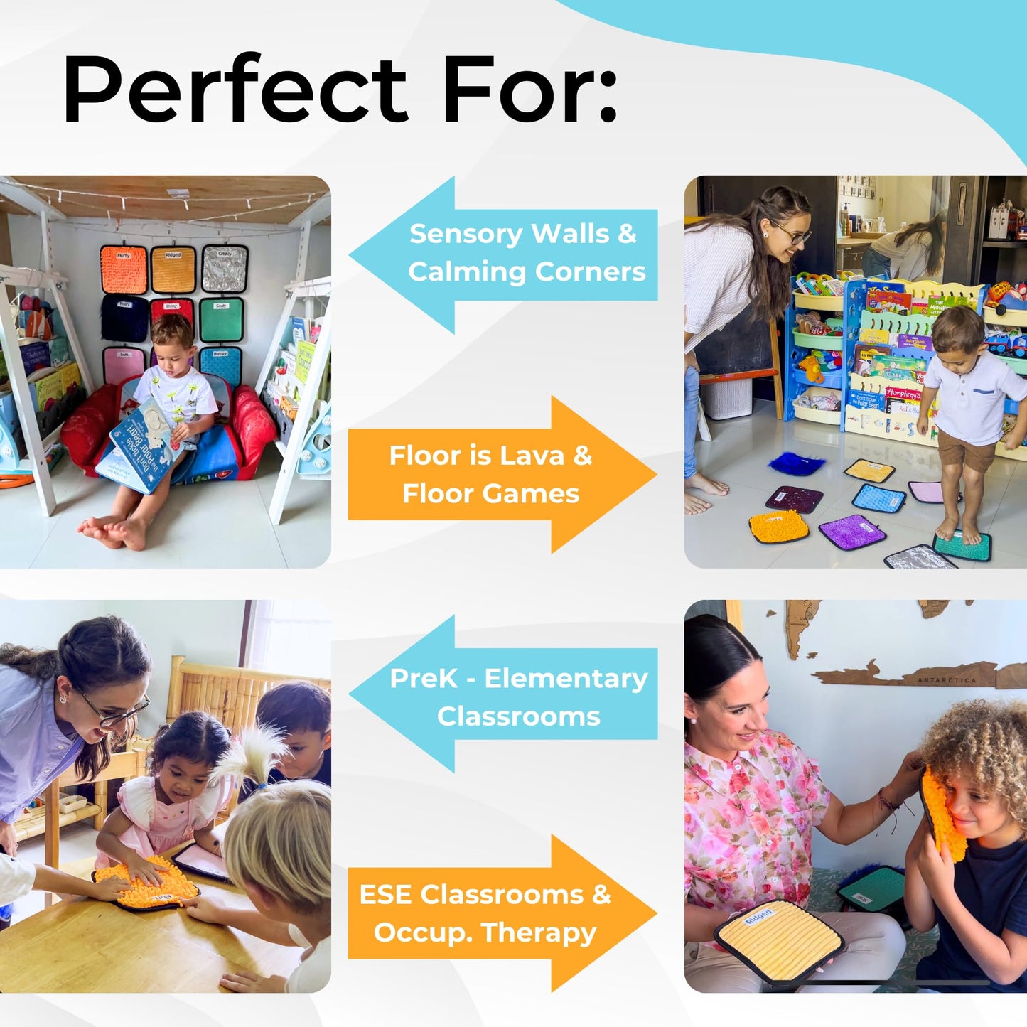 9 Labeled Sensory Mats w/Lesson Plans | Sensory Toys for Kids with Autism | Mats for Autistic Children | Occupational Therapy Toys | Sensory Wall for Autism Classroom Must Haves