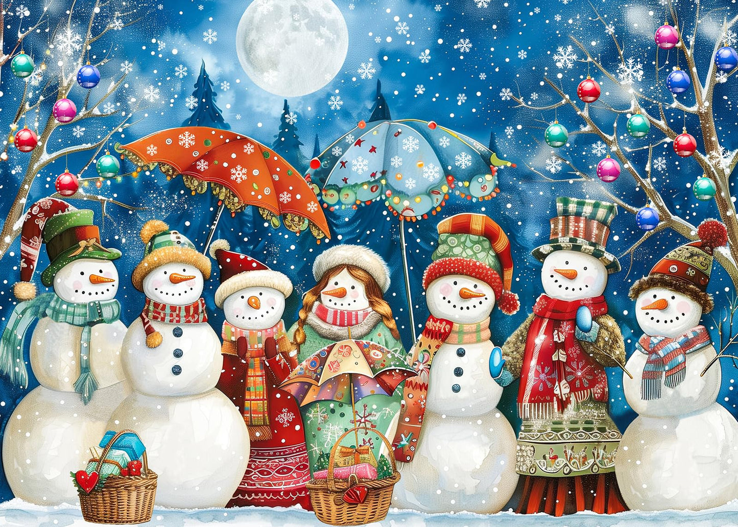 MBOQIU 1000 Piece Puzzle for Adults - Snowman Christmas Puzzle, Premium Thick Cardboard, Snowy Night Christmas Vacation Jigsaw Puzzles, Challenging Puzzles for Teens Seniors - 27.6 x 19.7 inches