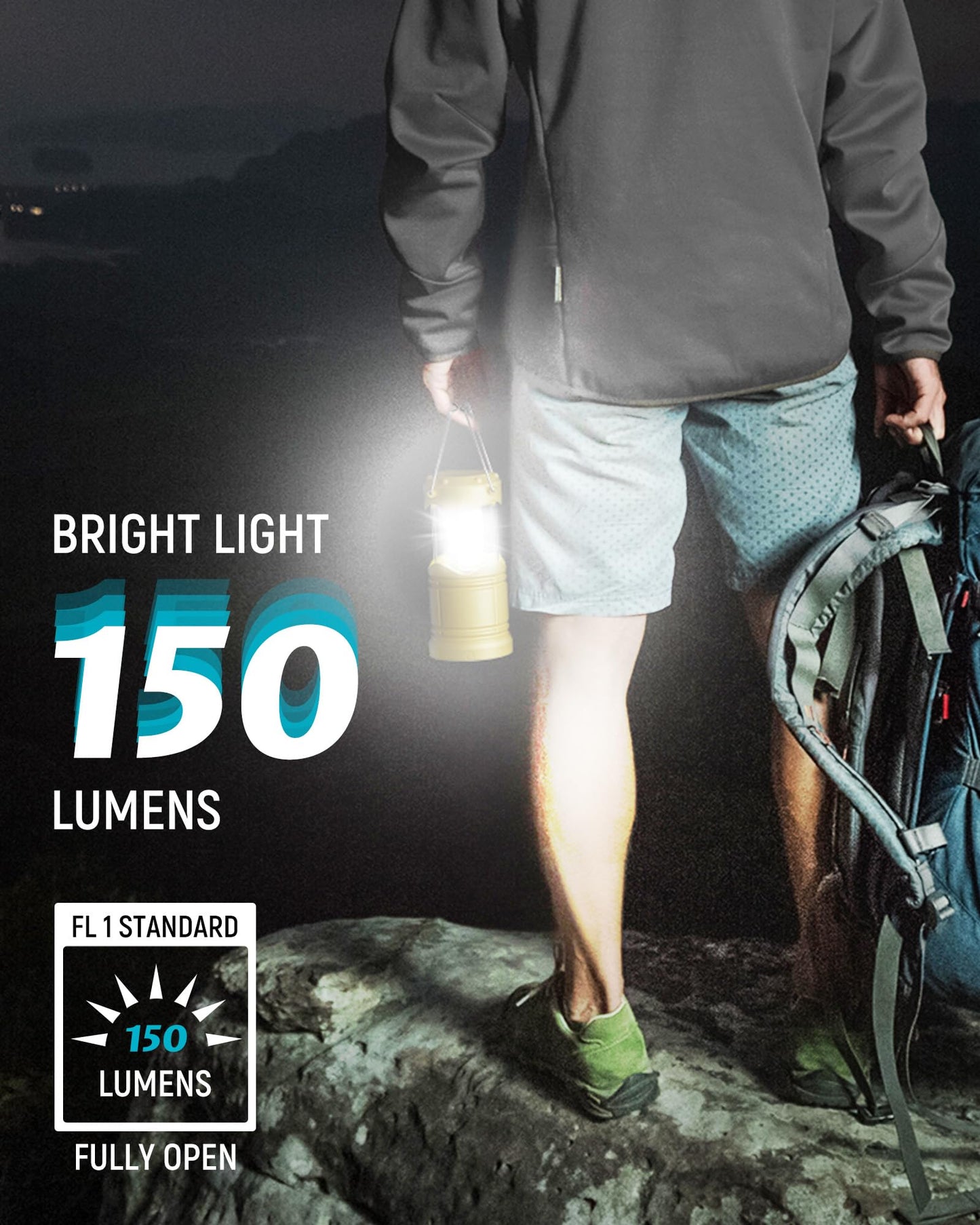 Lichamp LED Camping Lanterns 4 Pack, Battery Powered, Collapsible Flashlight, Medium Size, Yellow, Model A4YL