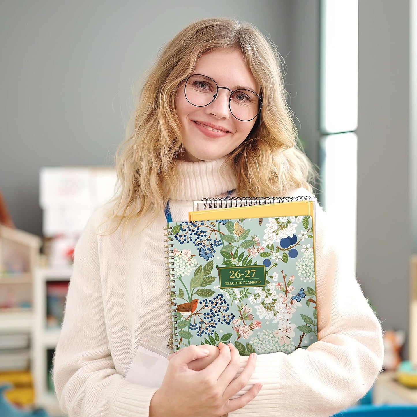Teacher Planner 2026-2027 - Teacher Lesson Planner 2026-2027, 8.3" x 11", Jul.2026 - Jun.2027, Academic Planner, Weekly & Monthly Lesson Plan Book for Teachers with Back pocket, Colorful Tabs - Floral