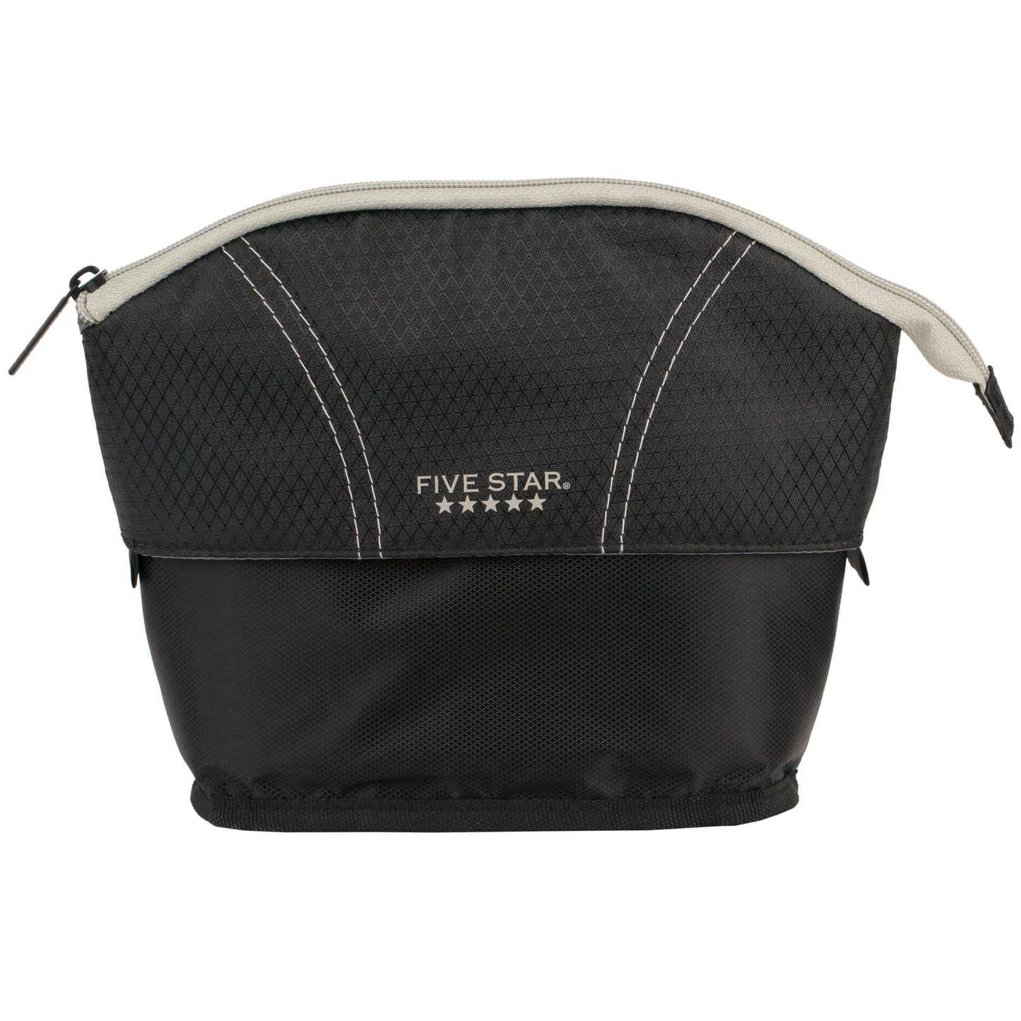 Five Star Pencil Pouch, Pen Case, Quick View Expandable Zipper Pouch, Storage Organizer for School Supplies Earbuds Chargers Cables Makeup, Black/Grey (507610A-ECM)