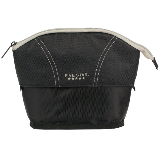 Five Star Pencil Pouch, Pen Case, Quick View Expandable Zipper Pouch, Storage Organizer for School Supplies Earbuds Chargers Cables Makeup, Black/Grey (507610A-ECM)