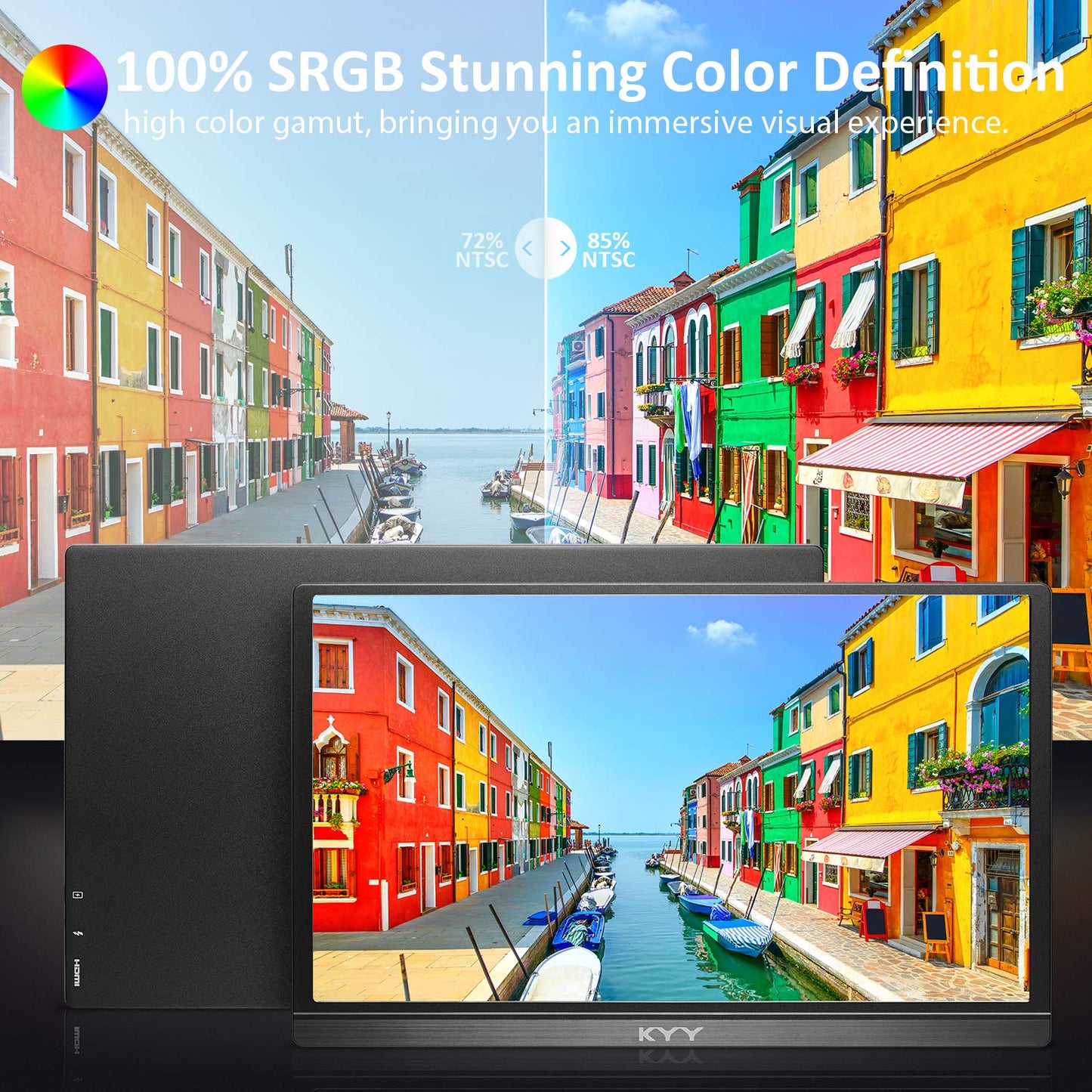 KYY Portable Monitor 15.6'' FHD 1080P Portable Laptop Monitor USB C HDMI Gaming Monitor