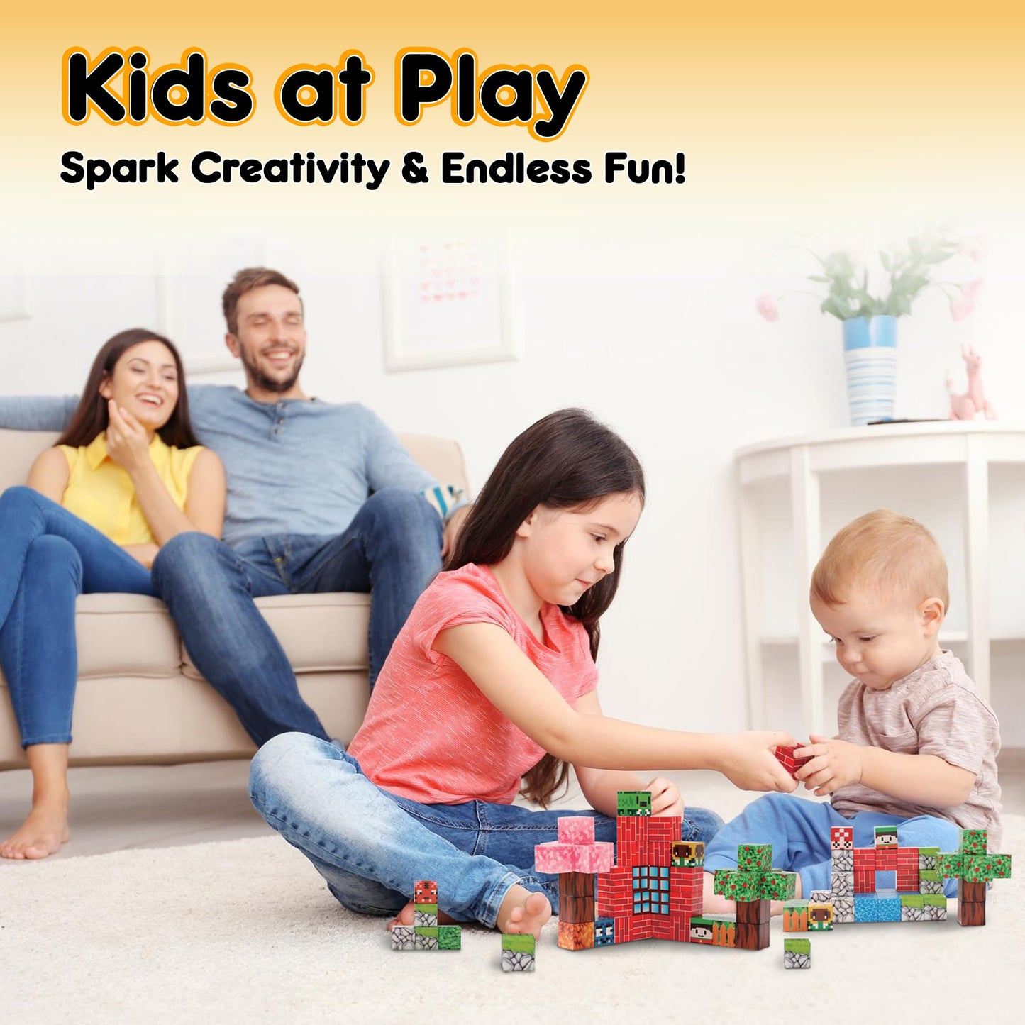 Magnetic Blocks, Magnetic Building Blocks for Kids, Building Blocks for Girls and Boys, Building Toys, Toddler Toys, Building Game Sensory Kids Ages 4 5 6 7 8 9, 100 Pcs