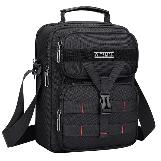 WITZMAN Crossbody Bag for Men Travel Small Shoulder Bags Lightweight Man Purse Messenger Bag for Casual Daliy Work Traveling（B707 Black）