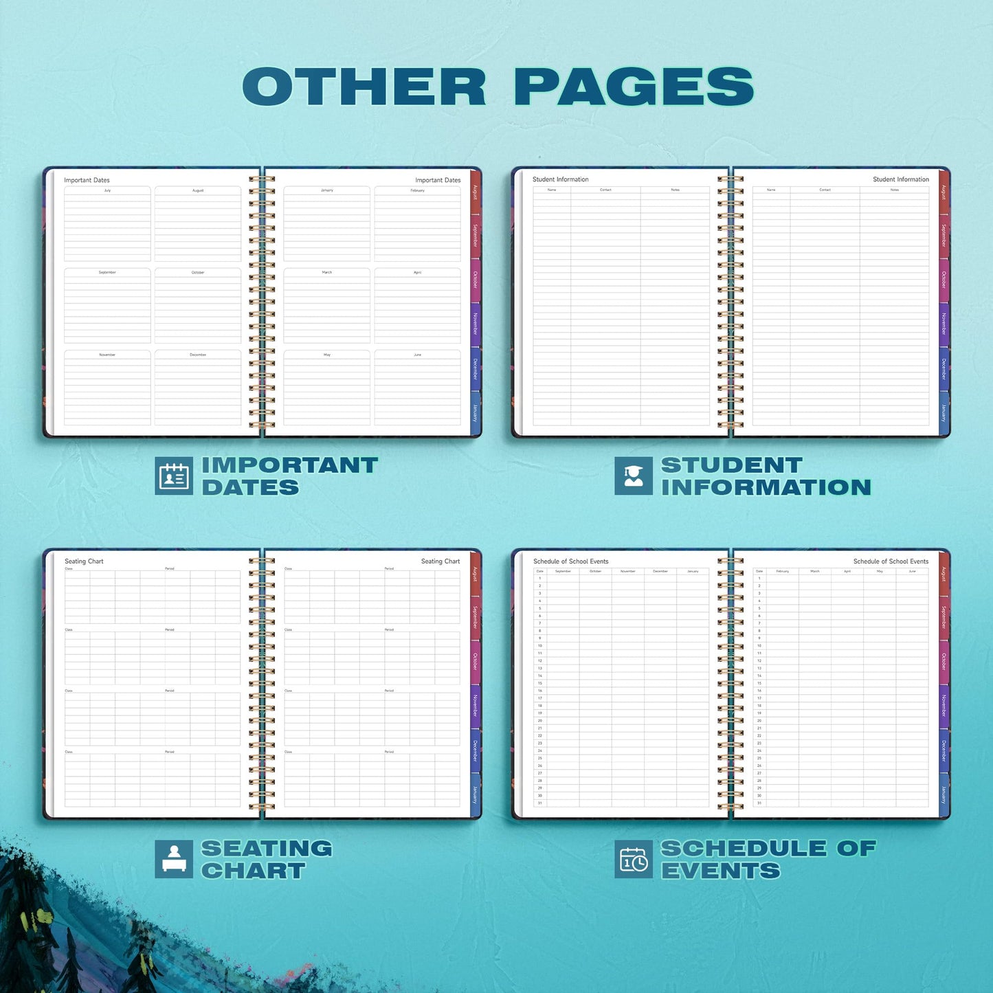 Teacher Lesson Planner 2026-2027 Academic Year, Aug 2026-Jul 2027, Deluxe 26-27 Lesson Plan Book for Teachers Supplies & Homeschool Planner with Pocket & Monthly Tabs, 8.5" x 11", Wild Mountain