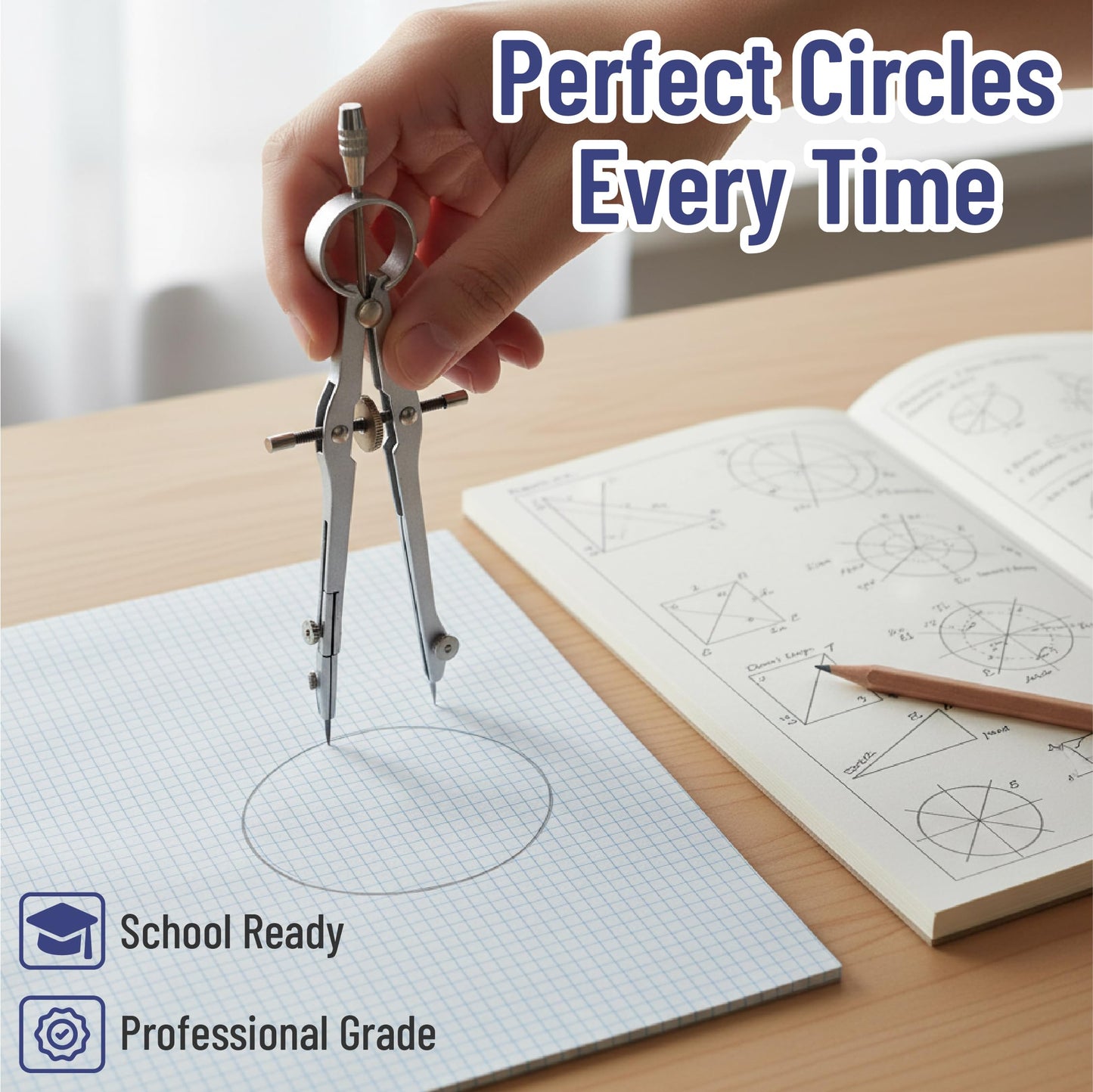 Mr. Pen- Geometry Set, 15 pcs, Purple, 6 Inch Swing Arm Protractor, Divider, Set Squares, Ruler, Compasses and Protractor