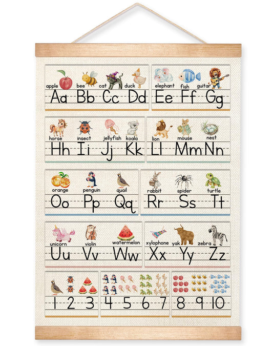 Alphabet and Numbers Educational Poster for Classroom Decor,Colorful Educational Posters for Toddlers 1-3,Toddler Learning Poster for Ages 3-5 for Nursery Playroom,Classroom Must Haves 14x18.5Inch (Colorful-05)