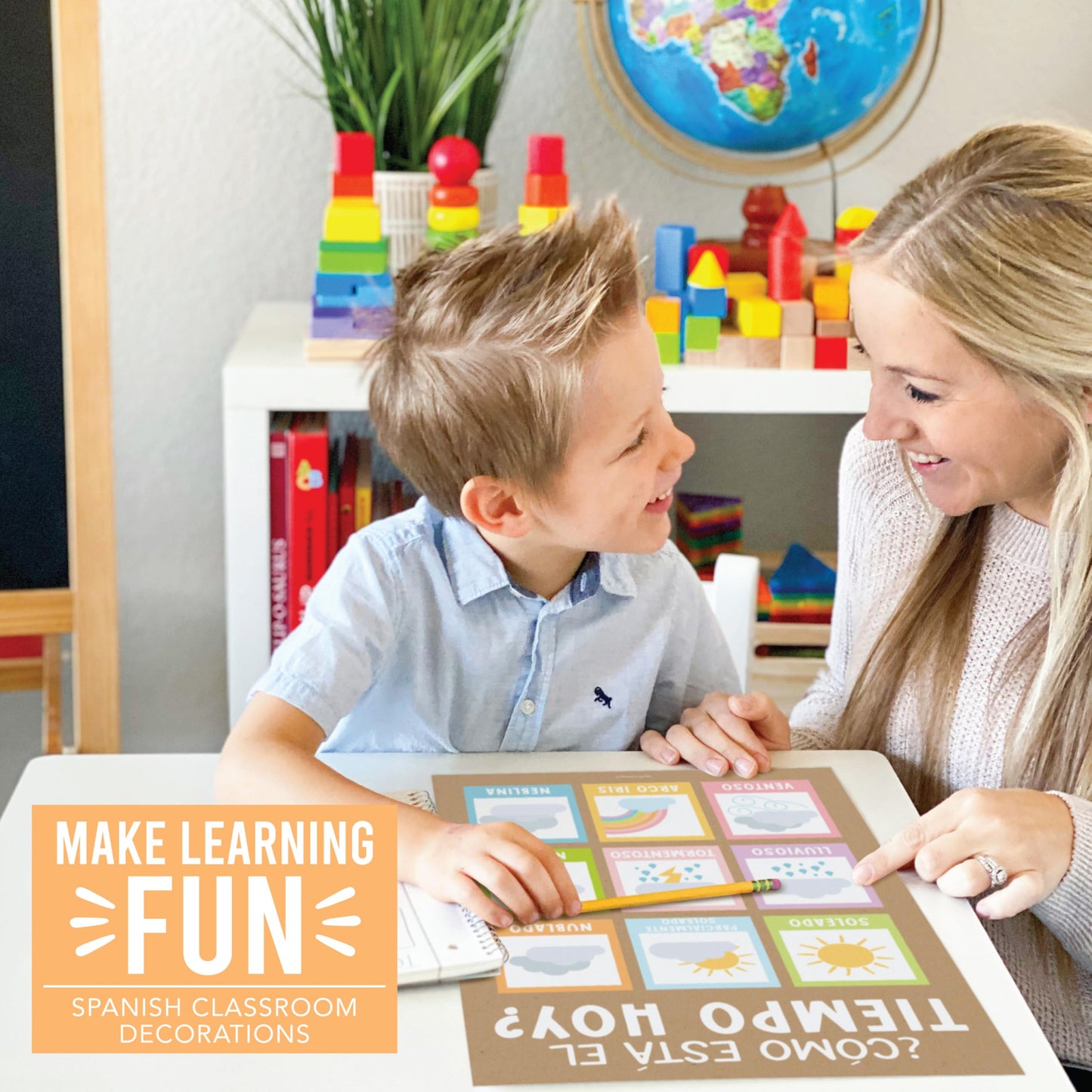 Hadley Designs Spanish Posters for Classroom - 12 Bilingual Educational Posters for Spanish Classroom Decorations Must Haves, Calendario y Alfabeto en Español Para la Pared, Kraft Teacher Supplies