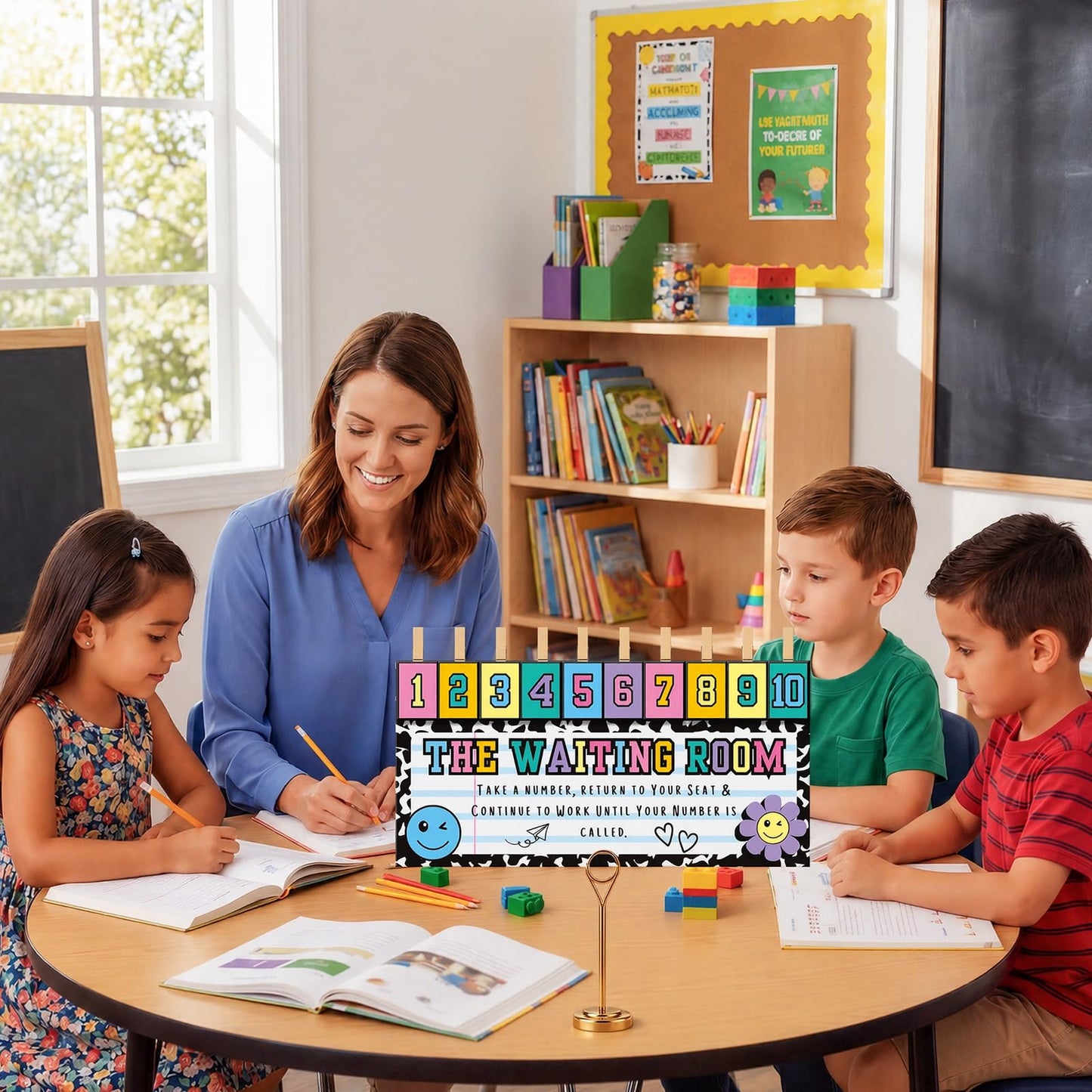Tinlade Composition Notebook Classroom Management Tools Teacher Waiting Room Sign Girl Style Waiting Room Numbers Classroom Set with Wooden Clips for Back to School Elementary Teacher Supplies
