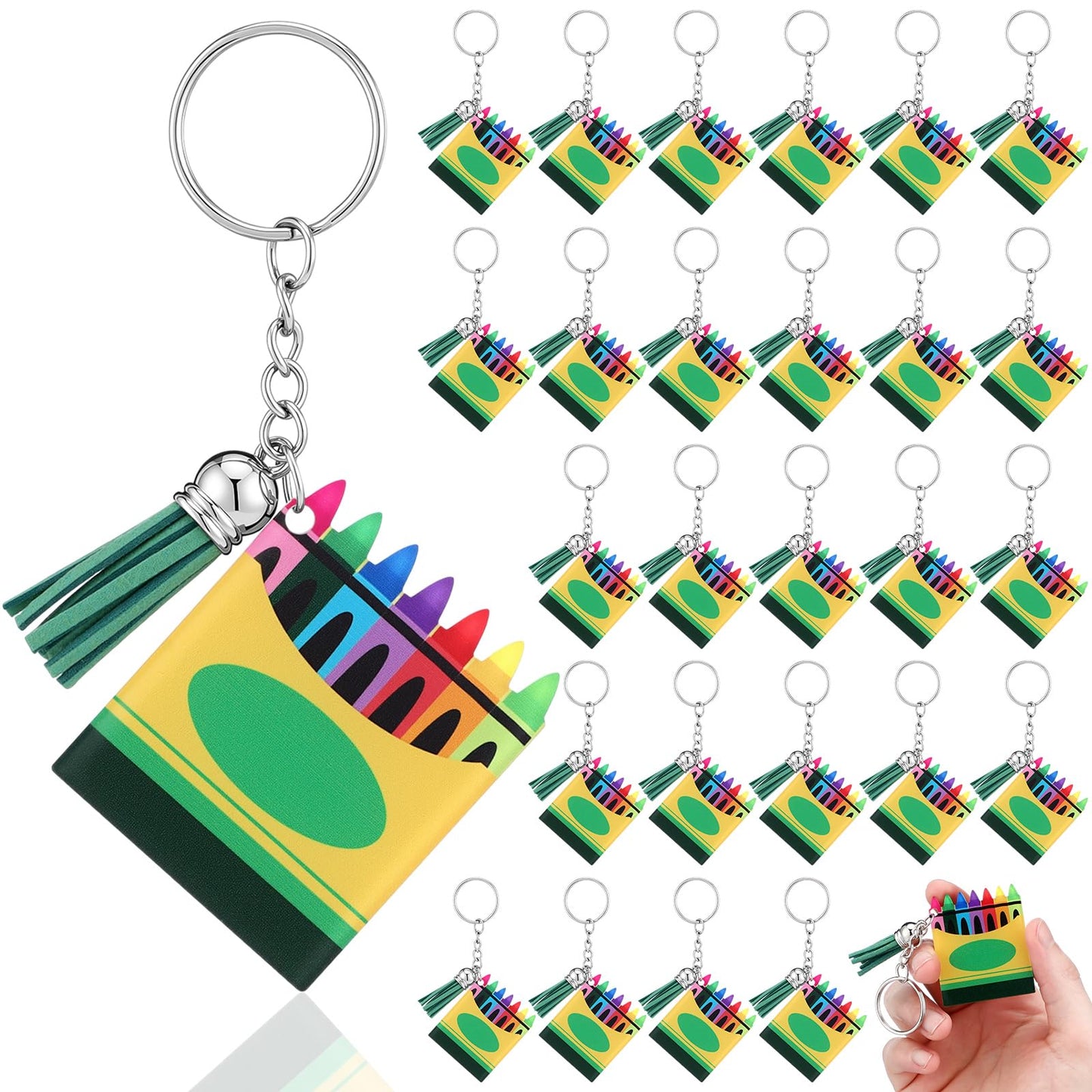 Sureio 30 Pcs Back to School Teacher Appreciation Gift Bulk Mini Notebook Keychain Gifts Bulk Note Book Bundle for Preschool(Crayon Box)