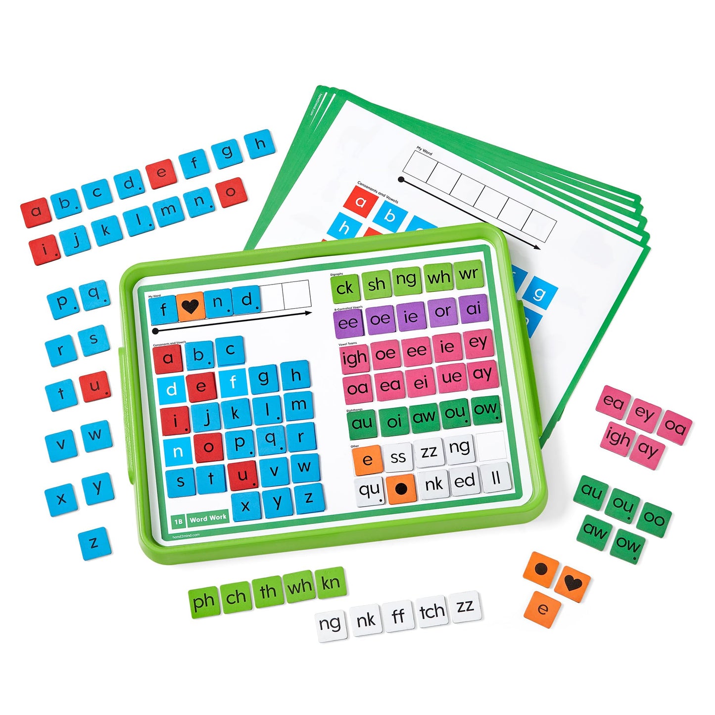 hand2mind Advancing Phonics Word Work Small Group Set, Magnetic Letter Tiles, Magnetic Letter Trays, Kindergarten Phonics Manipulatives, Phonemic Awareness, Science of Reading Classroom Materials