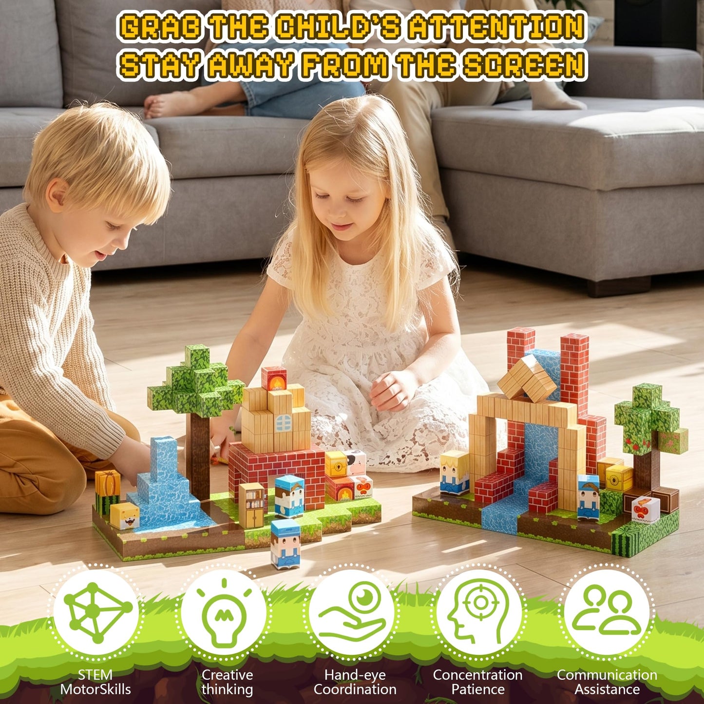 Fitrobust 100PCS Magnetic Blocks, Magnetic Building Blocks, 0.98in Magnetic Building, STEM Game Stacking Toys for Kids, Birthday Gifts for Boys and Girls Age 3+ Years Old