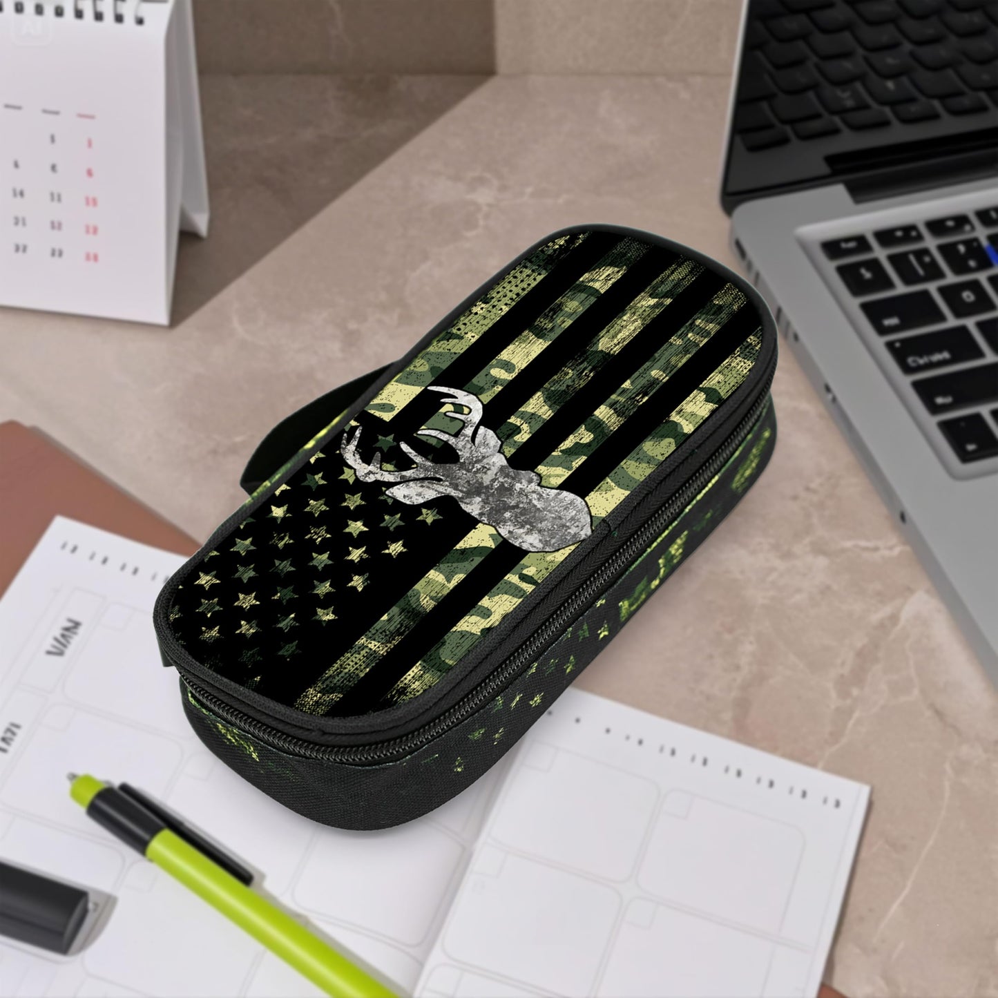 Droerfes Camo Deer Pencil Case Pencil Pouch Large Capacity Pen Bag School Office Organizer Stationery Storage Box For Girls Boys Teen Kids