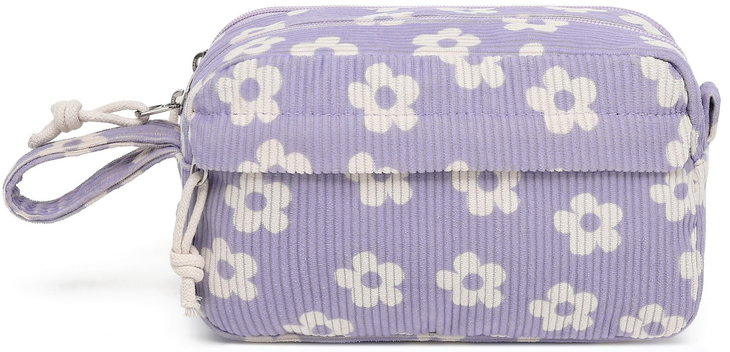 Bluboon Big Capacity Pencil Case Pencil Pouch Pen Case School Supplies Cute Pencil Box Pencil Bag for Teen Girls Boys Women Man (Beige Flower Purple)