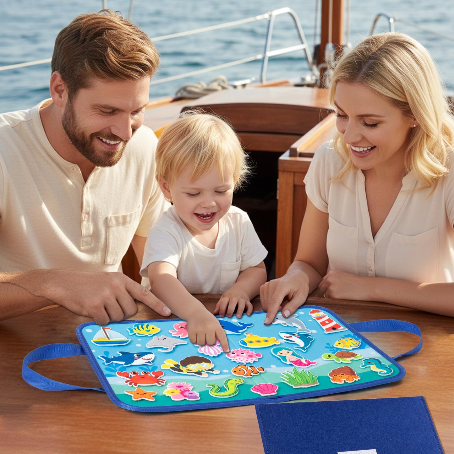 WATINC Travel Felt Board Story Set - 25PCS Portable Felt Board Educational Birthday Gift for Boy Girl Toddler, Under The Sea Storytelling Preschool Early Learning Interactive Play Kit (Ocean Animals)