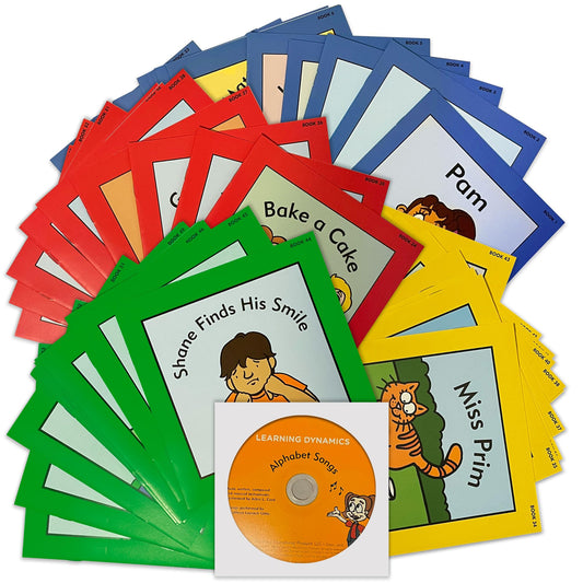 Learning Dynamics 53 Decodable Reading Books & Music CD – Basic Learn How to Read Books for 4-7 Year Olds – Teaches Phonics, Words & Reading – Includes 53 Unique Books to Start Reading
