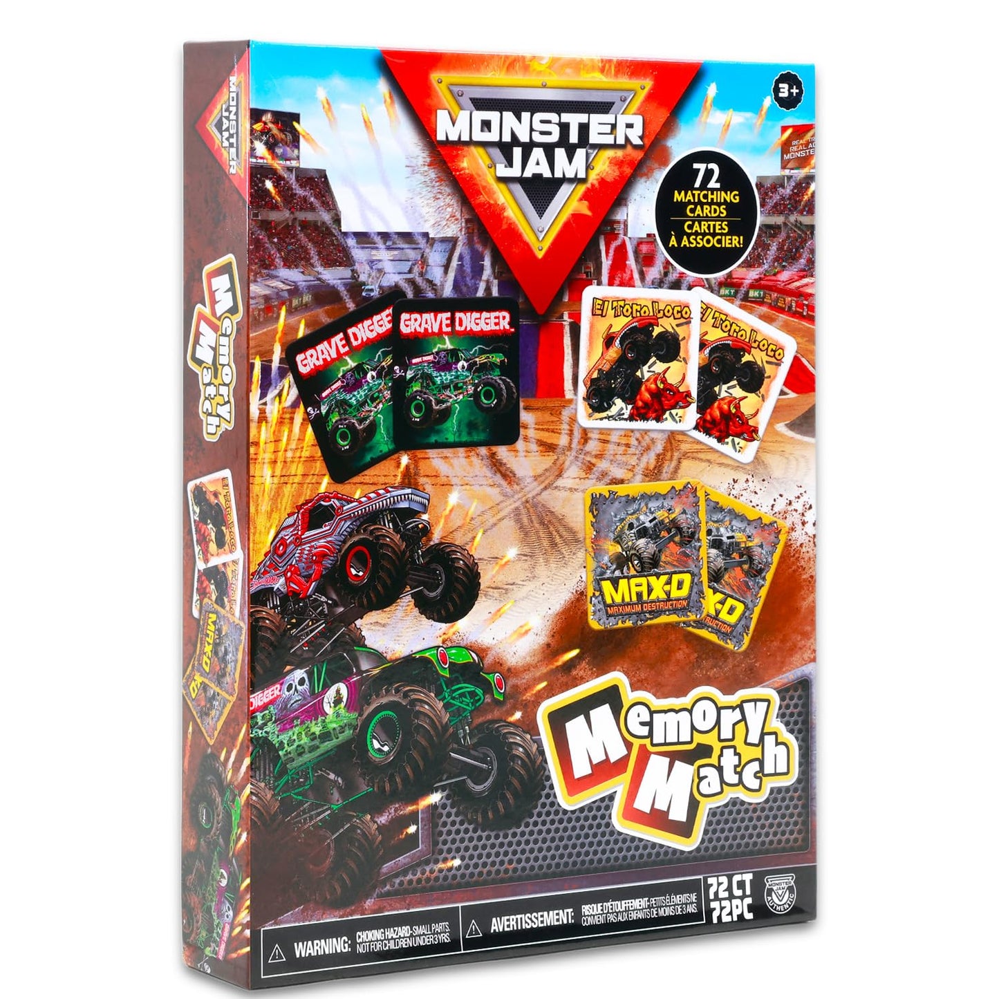 Monster Jam Memory Game Set - Educational Toy Bundle with Truck Card Matching Game Plus Stickers, More | Monster Jam Learning Toy for Boys, Kids