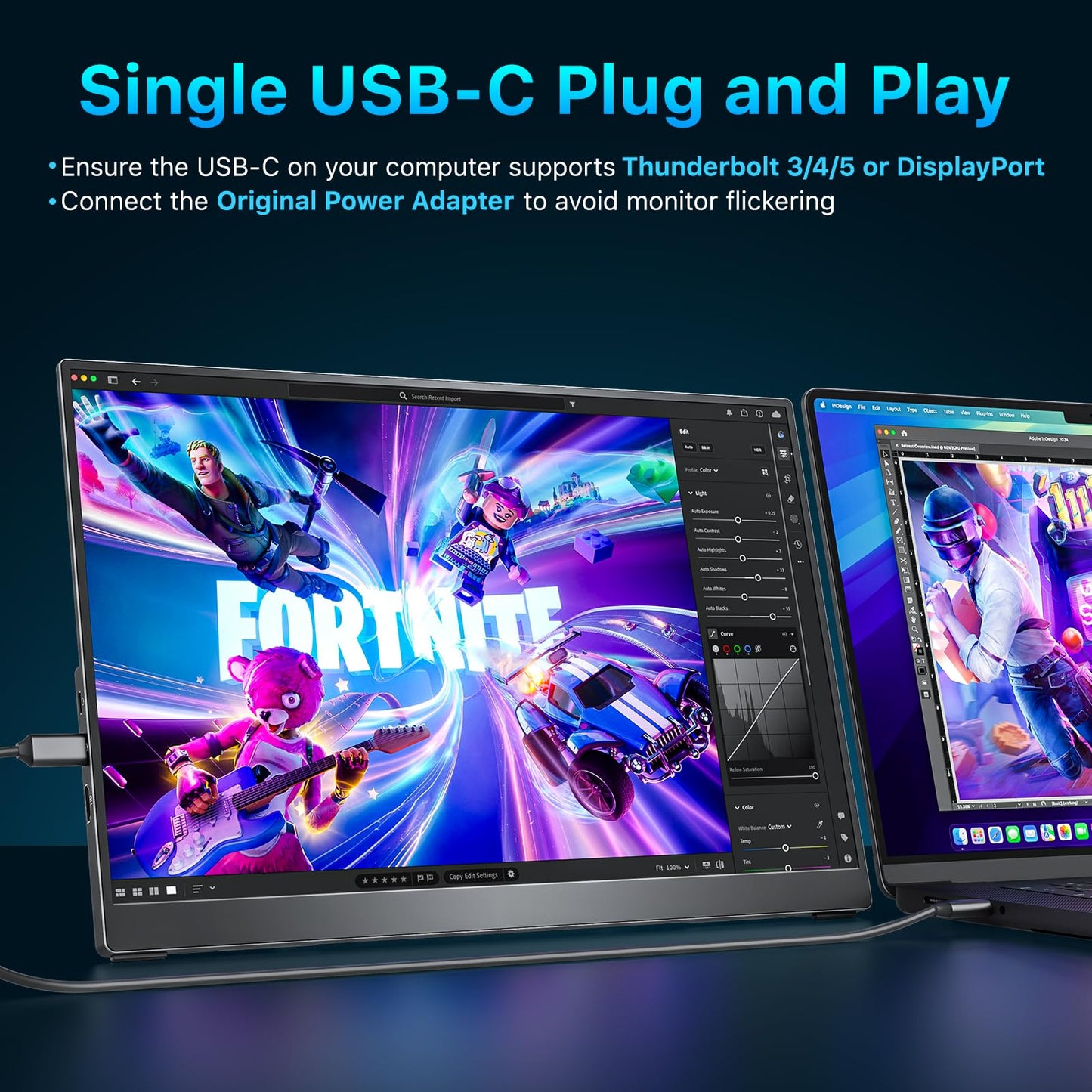 cocopar Portable Monitor 16 Inch 2.5K QHD 120Hz 110% sRGB Travel Monitor with Speaker HDMI USB-C Second Screen for Laptop MacBook Surface PC Xbox PS4/5, VESA Mountable, with Kickstand