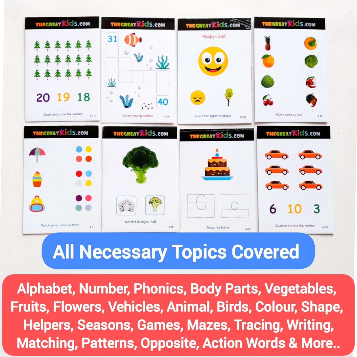 Activity Flash Cards, Workbook, Worksheet for Kids Ages 5, 6 | Toddler, Pre K, Kindergarten, Alphabet, Montessori Curriculum, Homeschooling Supplies, Preschool Early Learning