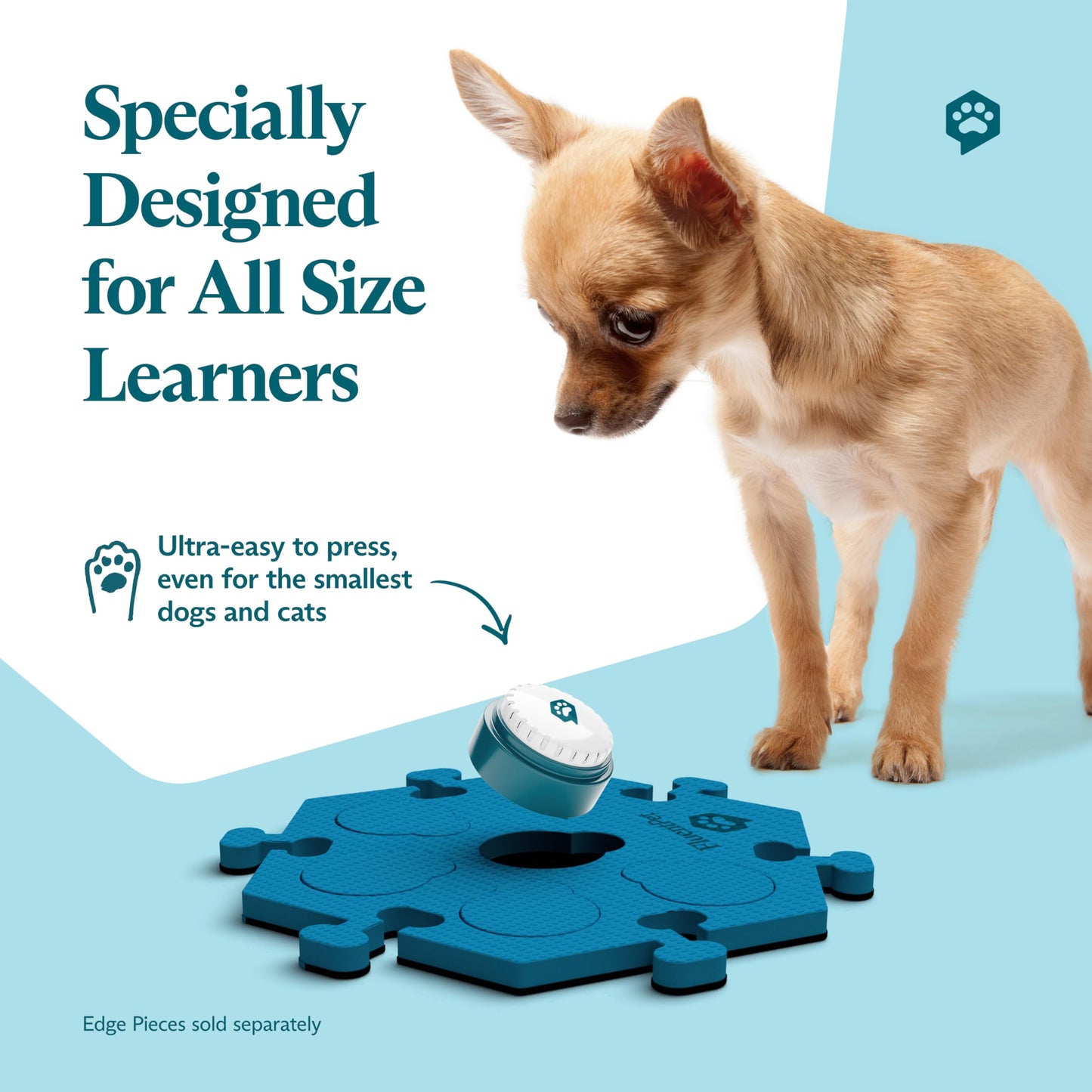 FluentPet Speak Up! Get Started Kit with Clearer Upward-Facing Sound | 6 Recordable Buttons w/Pre-Installed Batteries & 3 HexTile Button Mats | Training Dog & Cat Communication Buttons