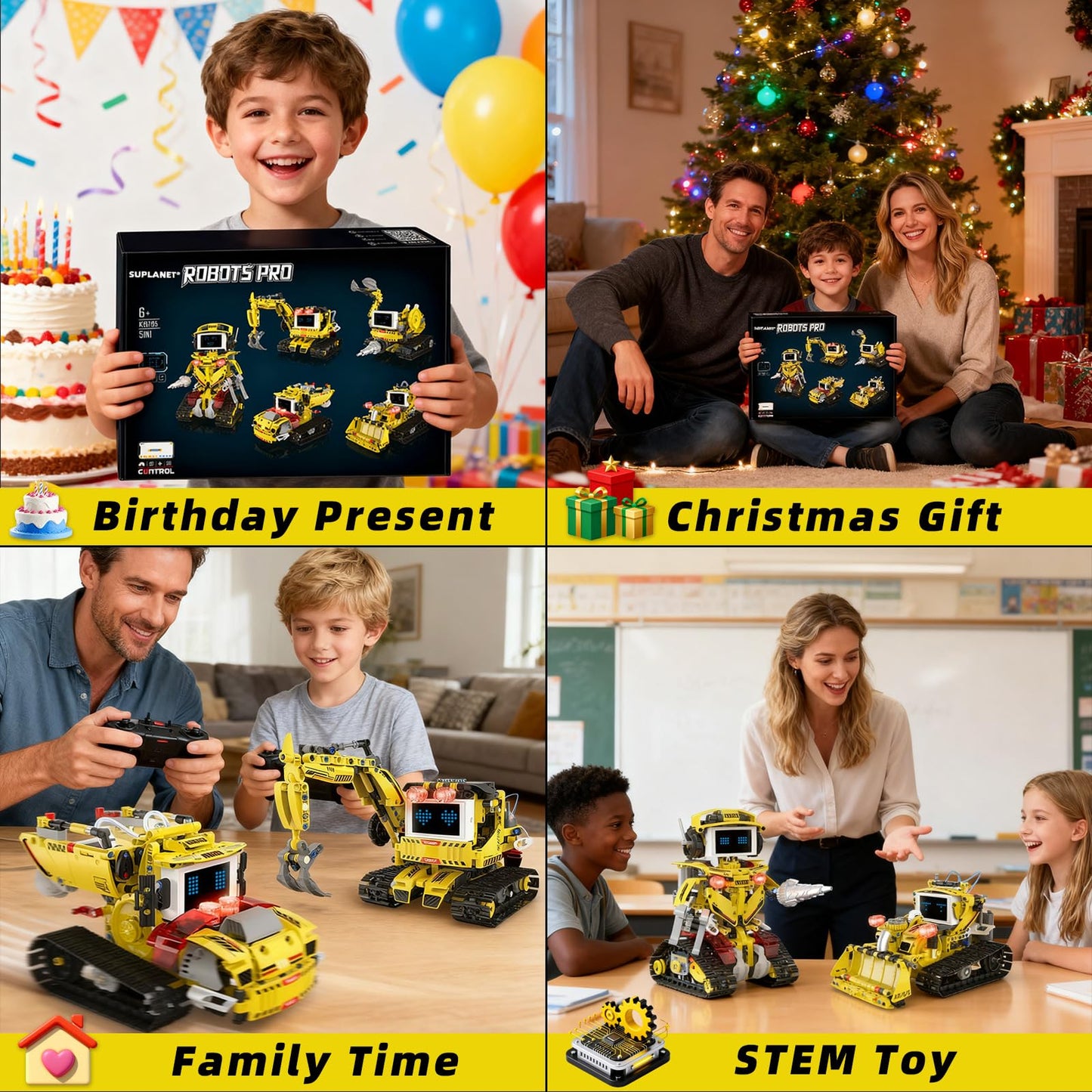 Suplanet 5 in 1 STEM Robot Building Kit, Programmable RC Truck Set, APP & Remote Control with LED Display, Engineering Technic Educational Construction Toy Gift for Kids Ages 8-14 Boys (660 PCS)