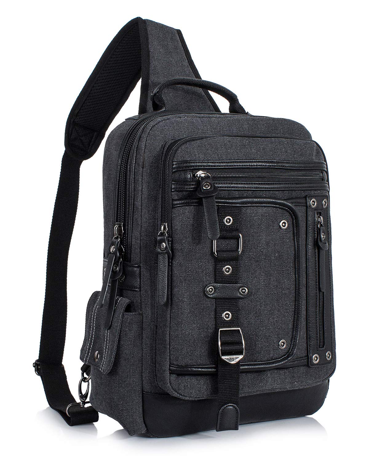 Schkleier Cross Body Bag for Men: Large Canvas Sling Backpack Messenger Bag Fits 15.6 Inch Laptop for Work Commute