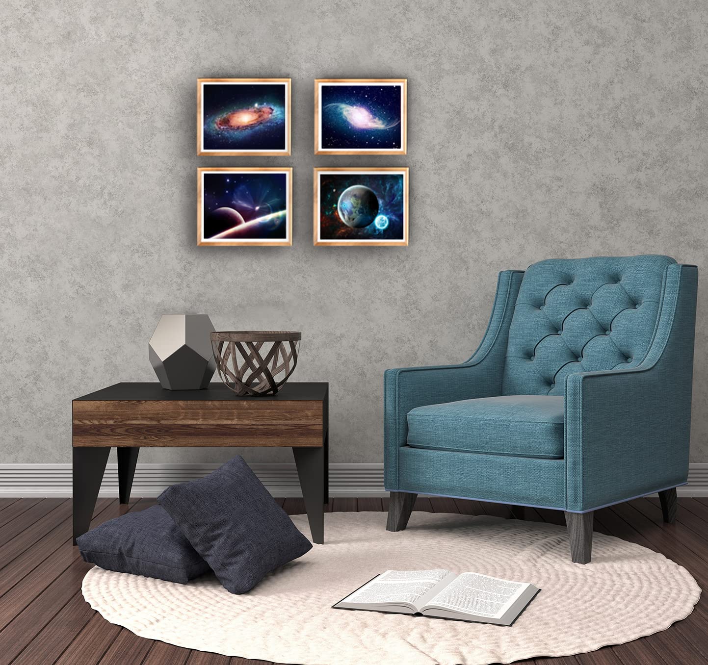 Universe Starry Sky Wall Art Outer Space Fantastic Nebula Galaxy Painting Pictures ，for Bedroom, Living Room, Bathroom Decor ，Posters for Kids, Boys or Girls Room ，Set of 6 （ 8" x10" ） Unframed