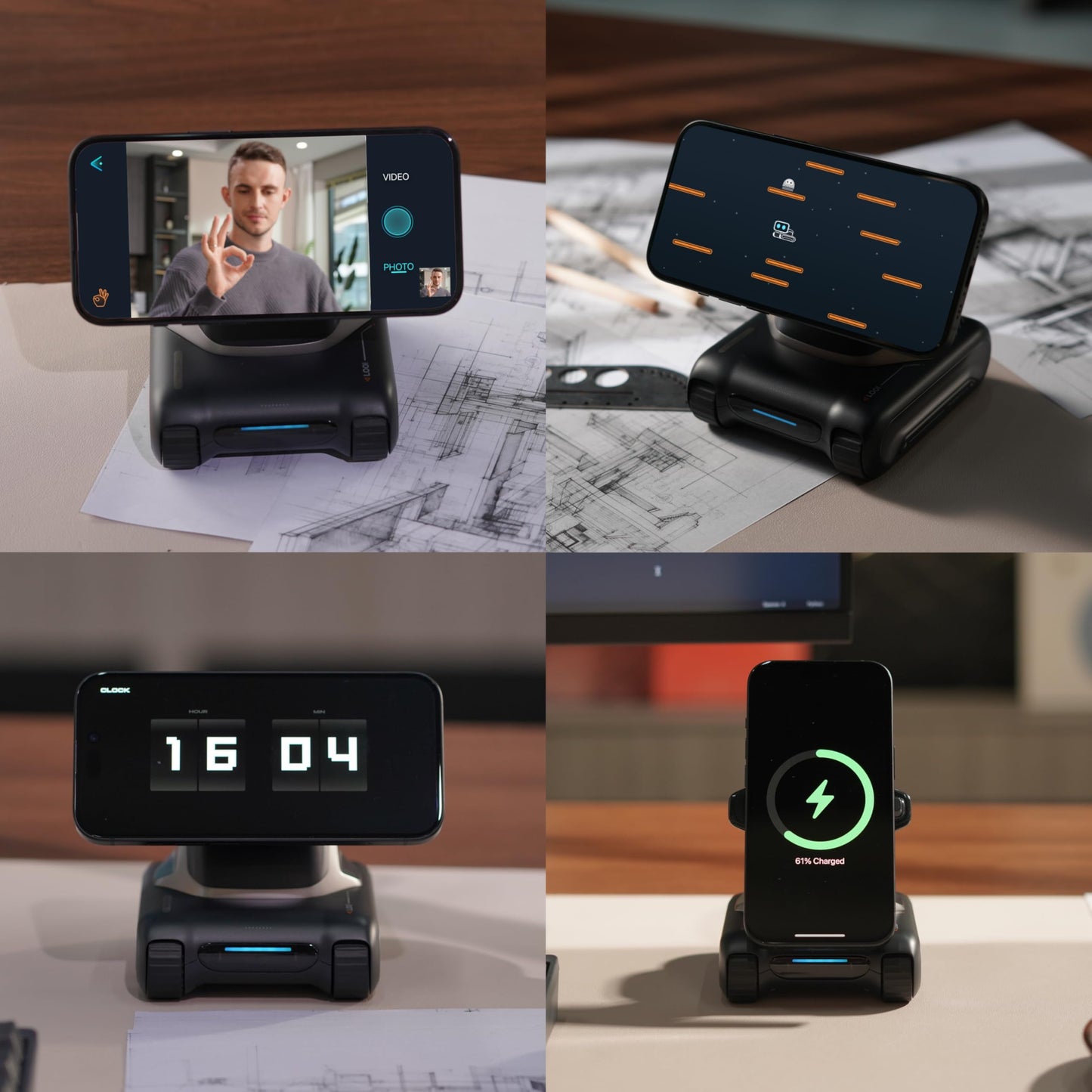 LOOI Robot-Space Black-AI Desktop Companion,ChatGPT&Gemini Voice Interaction,Visual Understanding,Personality&Memory,10W Wireless Charging,Tech&Gadget Gift,Electronic pets,Toy,Geek,Desktop Setup