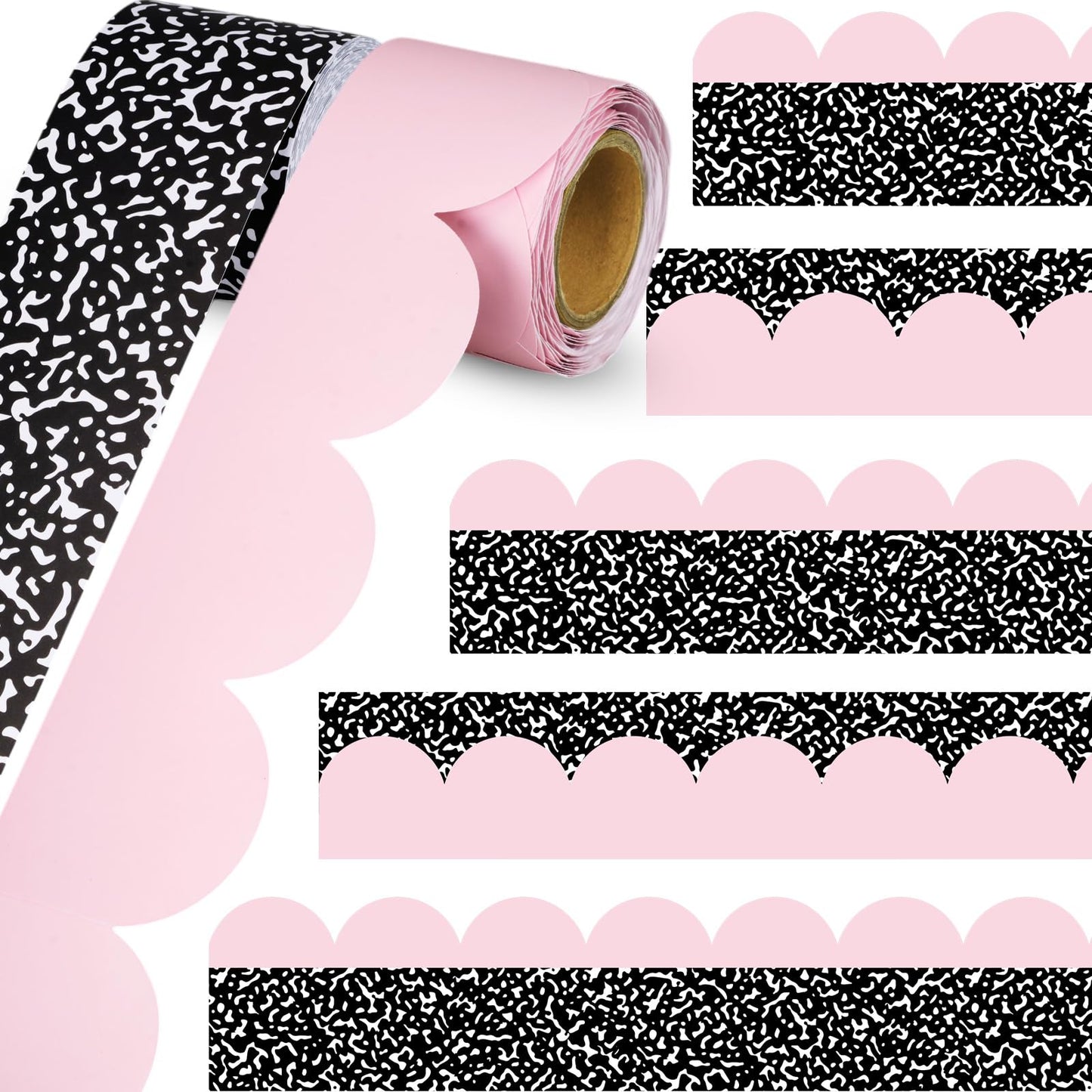 Trandraft 2 Rolls 65.6ft Pink Notebook Bulletin Board Border Decor Composition Border Trim Decor Pink Back to School Classroom Decoration for School Classroom Chalkboard Home Office Party