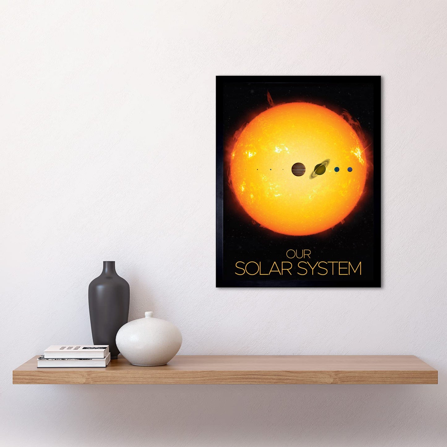 Artery8 NASA Our Solar System Planets and Sun Size Comparison Art Print Framed Poster Wall Decor 12x16 inch