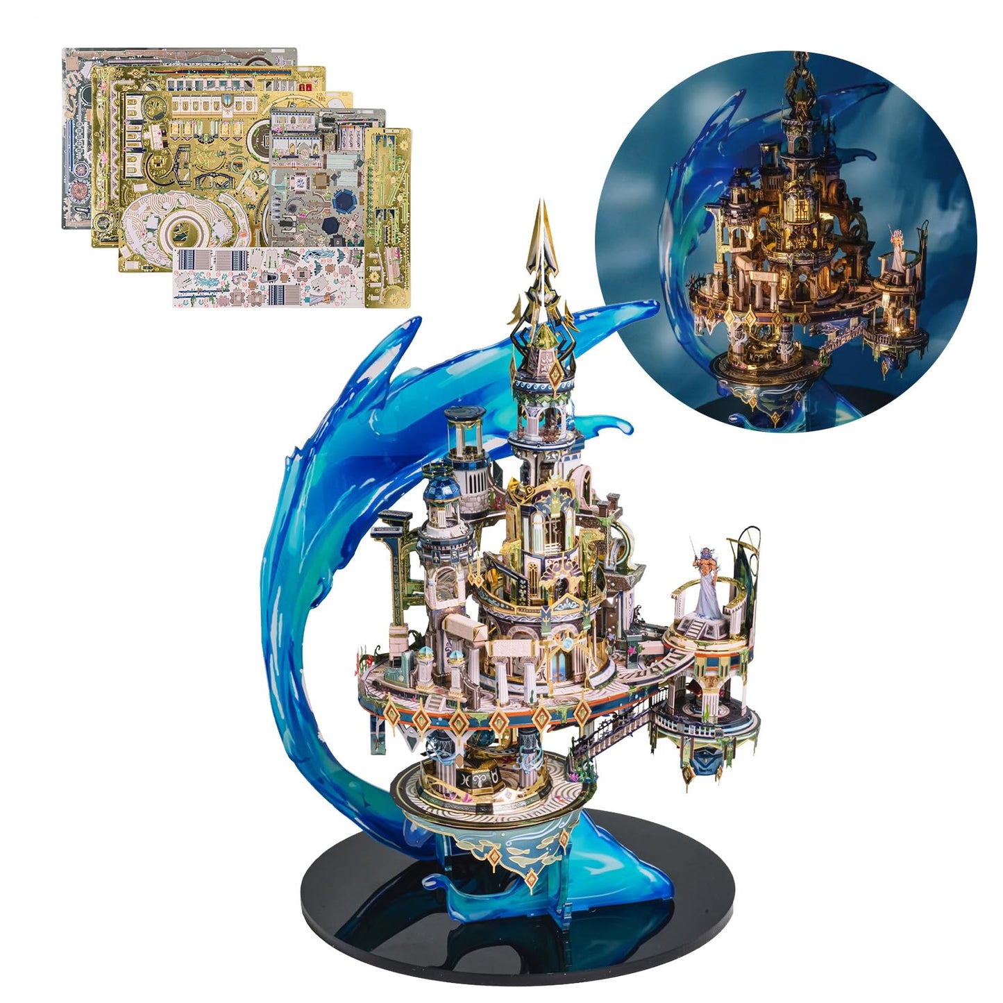 MU 3D Metal Puzzles for Adult Atlantis Palace, Lost World DIY Metal Model Kits Building Architecture Assembling Brain Teaser, Xmas Birthday New Year Girlfriend Gift Desk Home Decor