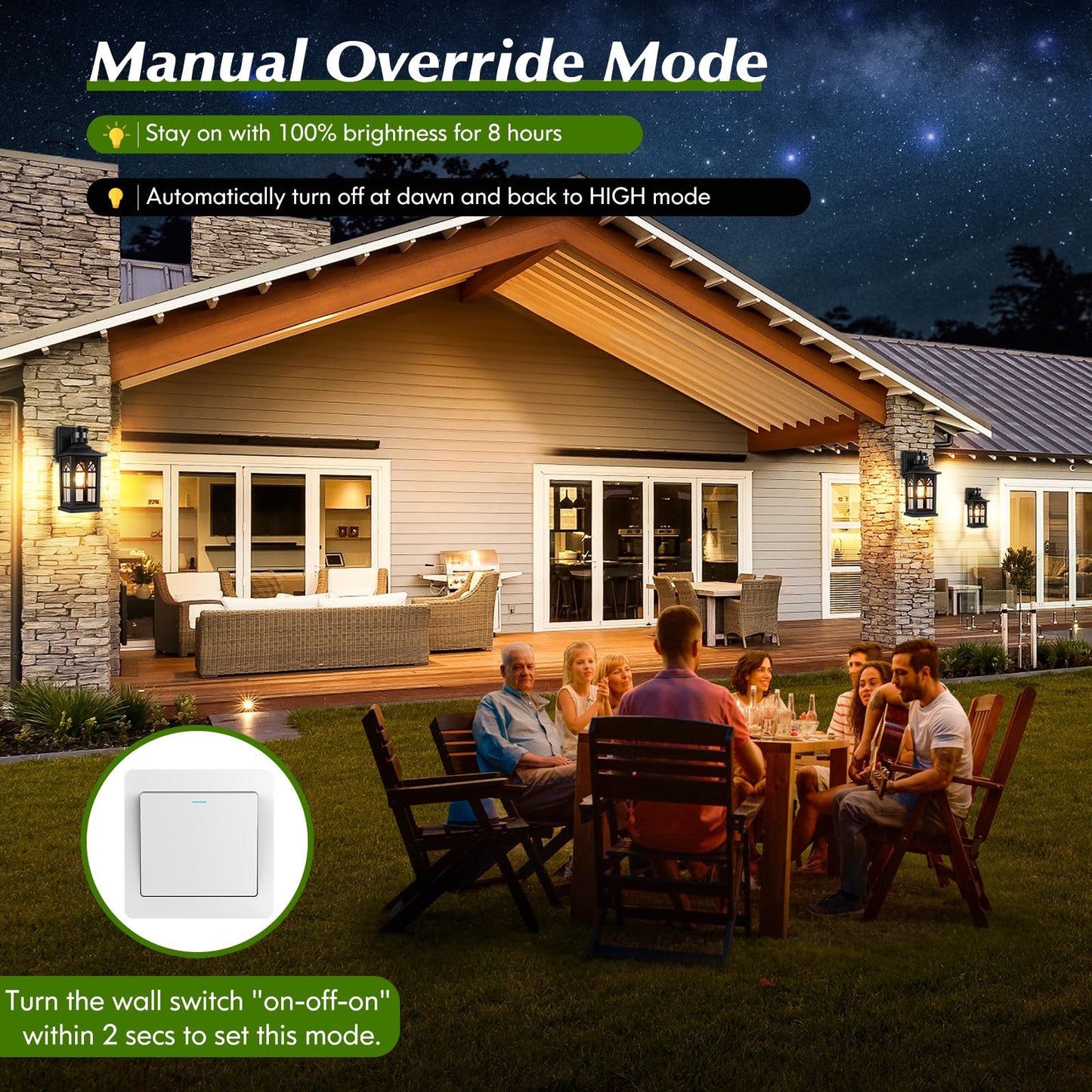 BesLowe 2-Pack Motion Sensor Outdoor Wall Lights, Black, Aluminum, 12.6in Sconces, Dusk to Dawn, 3 Lighting Modes, Model 1046AR-B