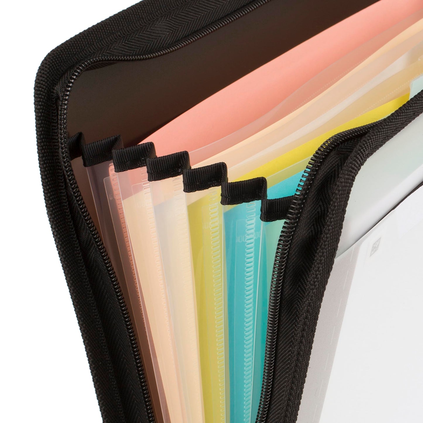 Five Star Expanding File Organizer + Study App, 7-Pocket Accordian File Organizer, Zipper Closure, Holds 8-1/2" x 11" Paper, Black (72709) (Pack of 6)