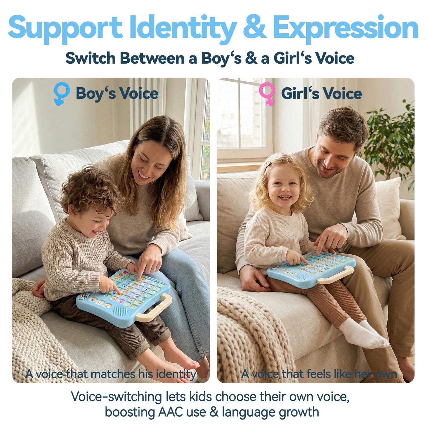HuLiPaLi AAC Device for Autism Speech Therapy & Nonverbal Kids - 2-in-1 Portable Desktop Communication Tool with Boy/Girl Voices, 42 Preset Buttons, 7 Recordable Buttons & Adjustable Volume