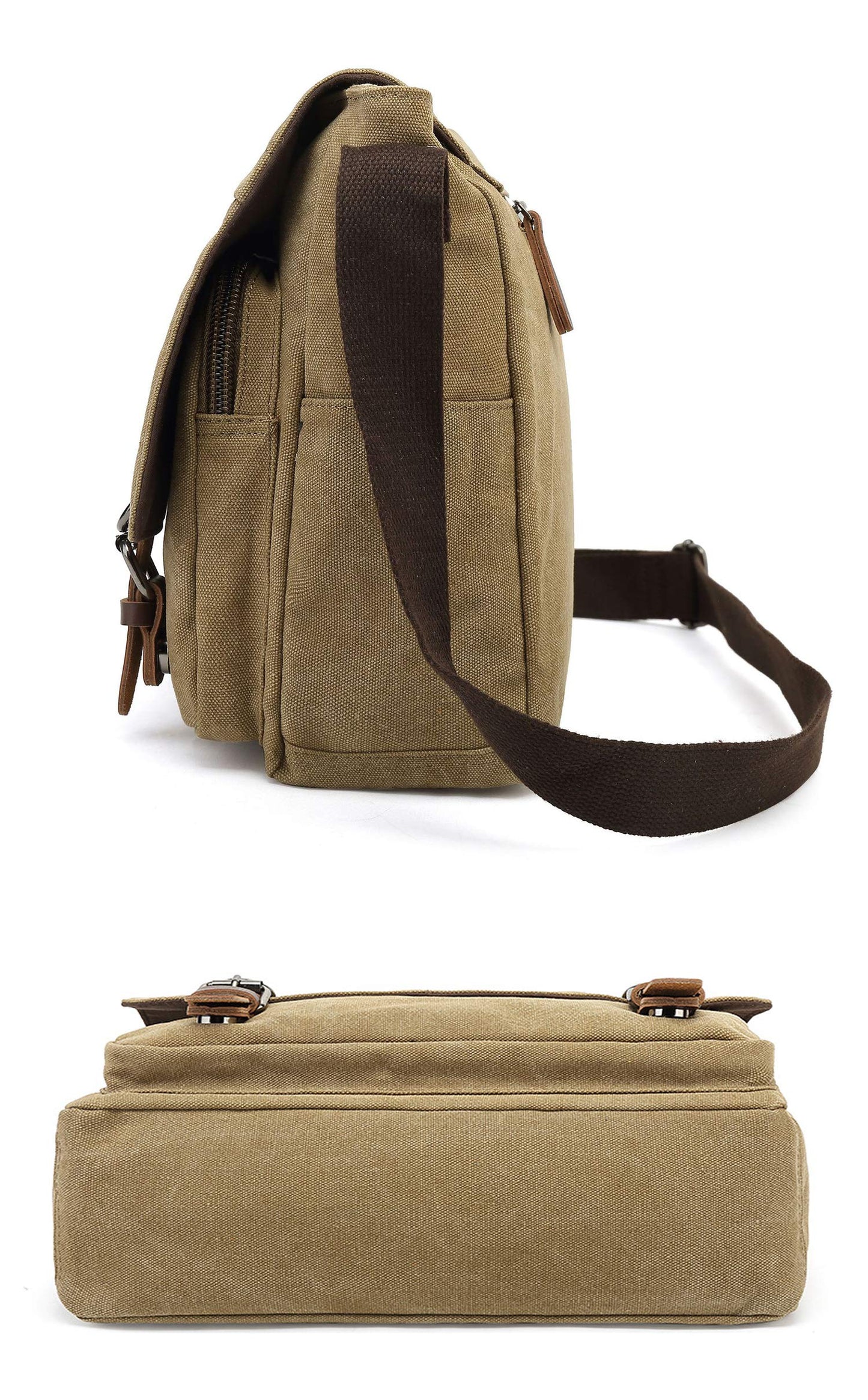 Sechunk Canvas Vintage Messenger Bag Shoulder bag Leather Cross body bag Large Travel Crossbody bags for men women 13inch Laptop
