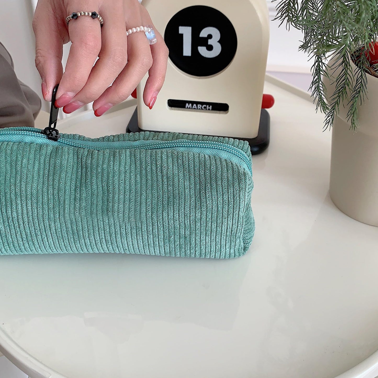 OZAOZ Cute Pencil Case Aesthetic Student Pencil Pouch Coin Pen Pouch Cosmetic Bag Office Stationery Organizer For Kids Teen School (Green)