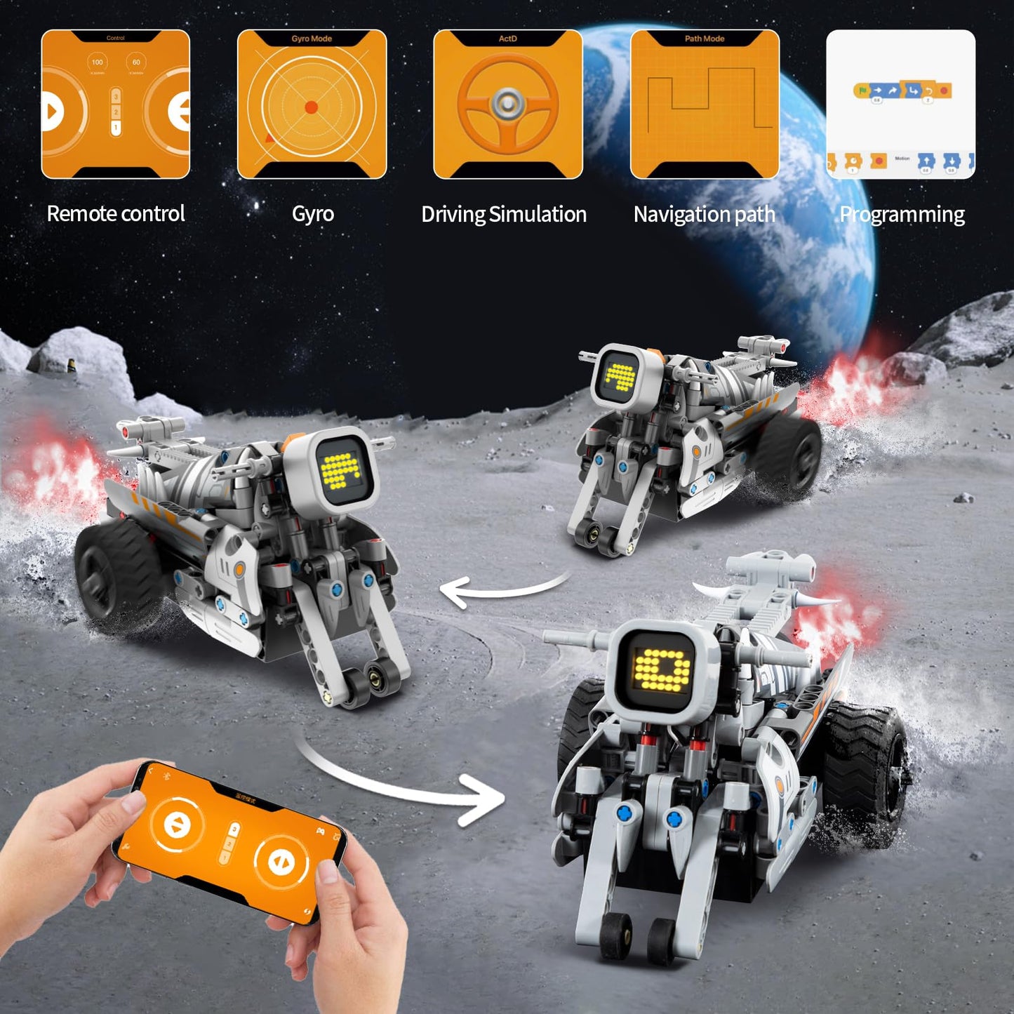 STEM Building Toys for Kids 6-14, Remote & APP Controlled 3in1 STEM Dinosaur Motorcycle Robot Building Kit for Kid with Music Spray, 646 Pcs Building Blocks Set Birthday Xmas Gift Ideas for Boys Girls
