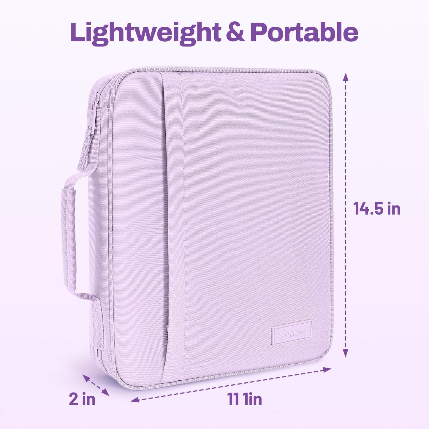 SUNEE Zipper Binder 1 Inch, Removable 3-ring binder, 175-Sheet Capacity, 5-Tab Dividers Expanding File Folder, Small Binder Bag Organizer Storage for Student School Classroom Supplies, Lavender Purple