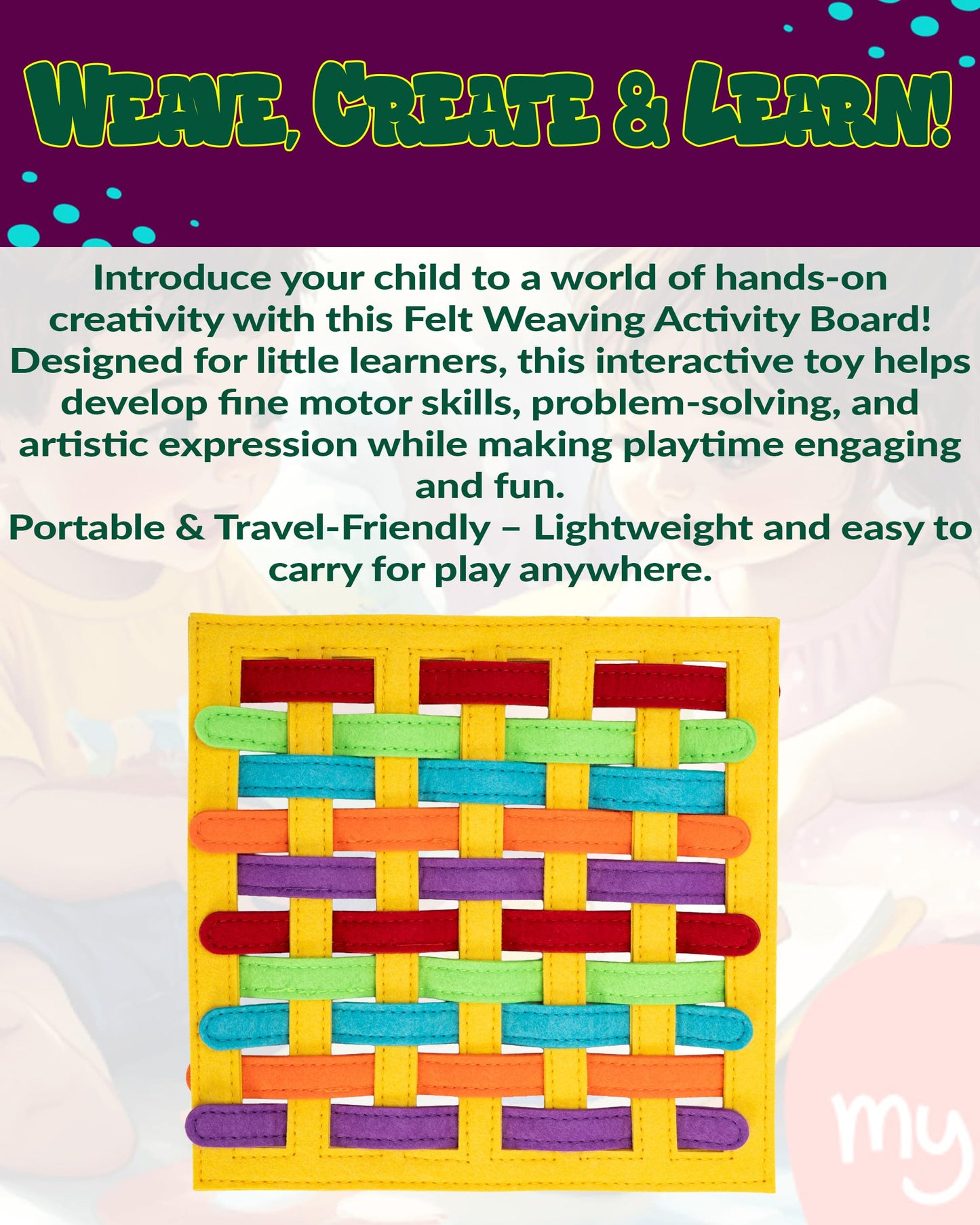 HappyVk Educational Felt Story Board Set – One Felt Board and 154 Pieces Storytelling Learning Kit for Toddlers and A Felt Activity Board Game with 10 Weaving Strips - Montessori Toys Activity Board