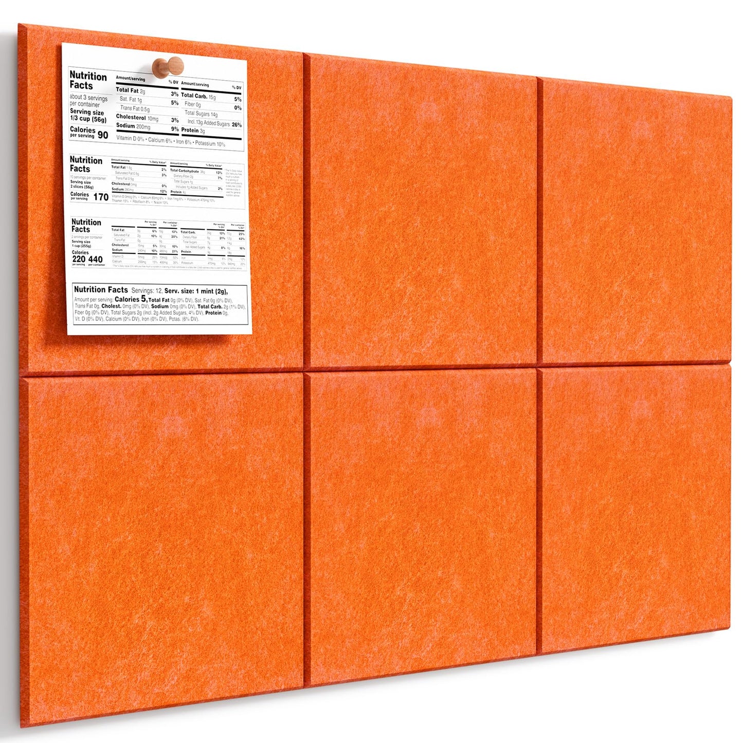 MaxGear Large Cork Board for Wall 36" x 24", Orange Bulletin Board, 6 Pack Felt Wall Tiles with Pushpins, Cork Boards for Office Push Pin Board Tack Board Felt Board
